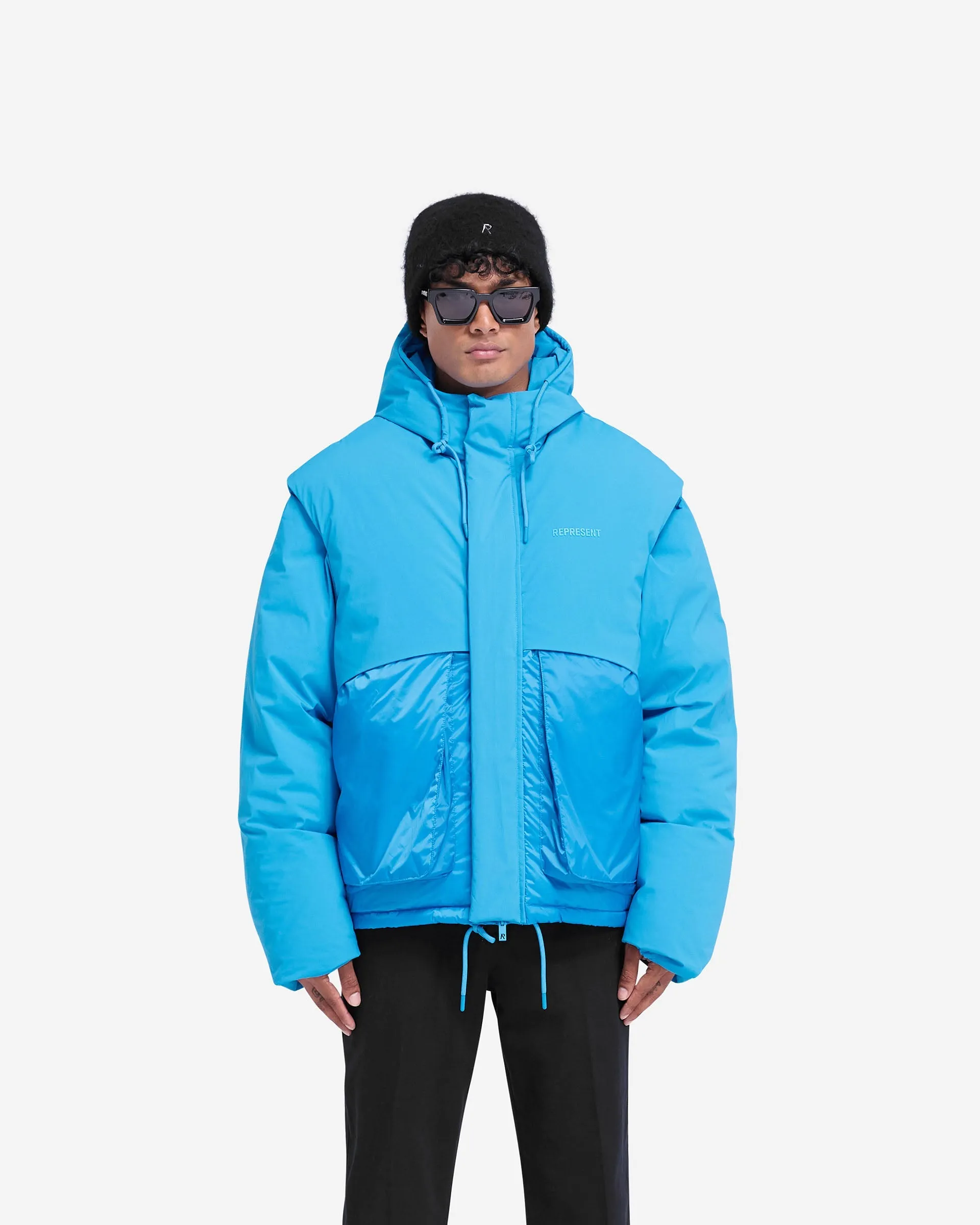 Layered Hooded Puffer - Electric Blue sold by Represent product image thumbnail 3
