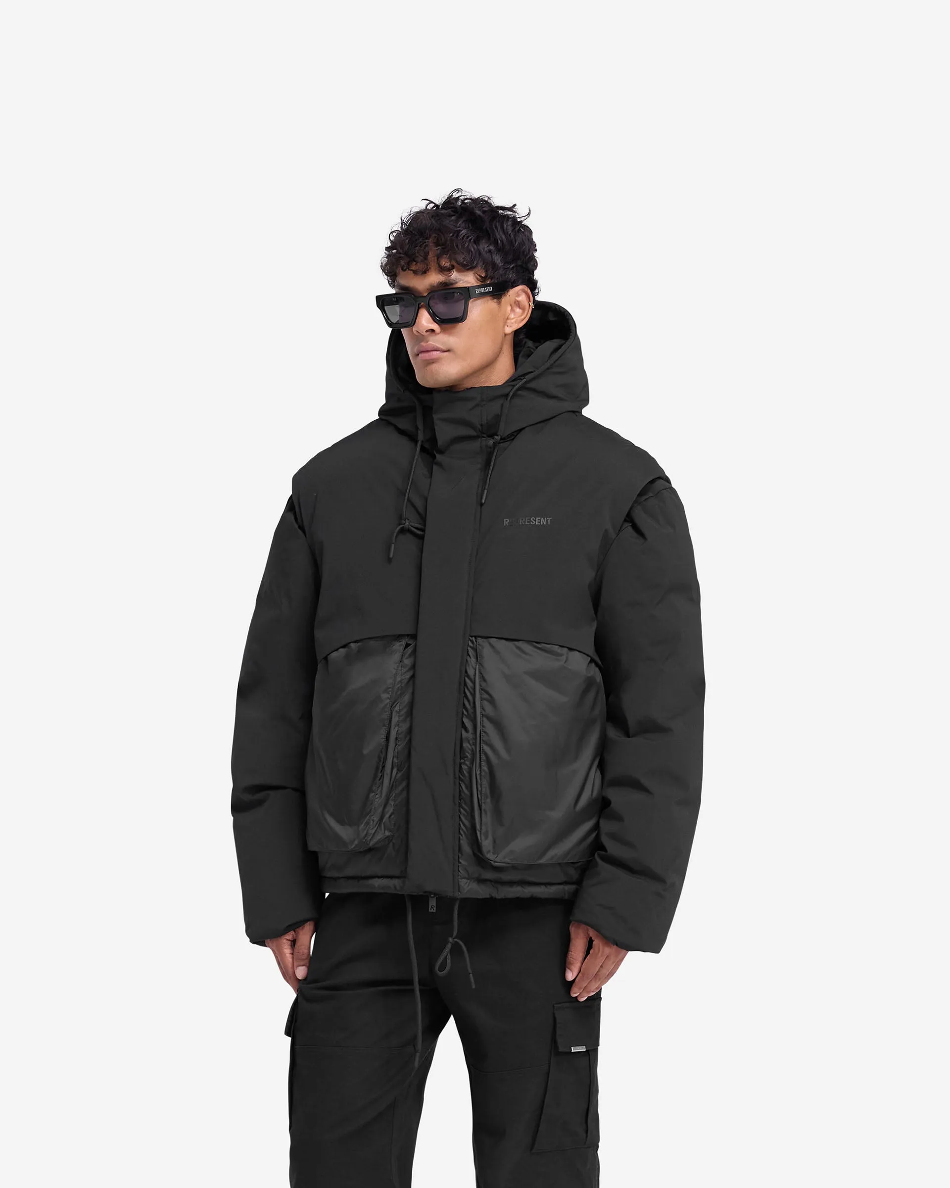 Layered Hooded Puffer - Jet Black sold by Represent product image thumbnail 2