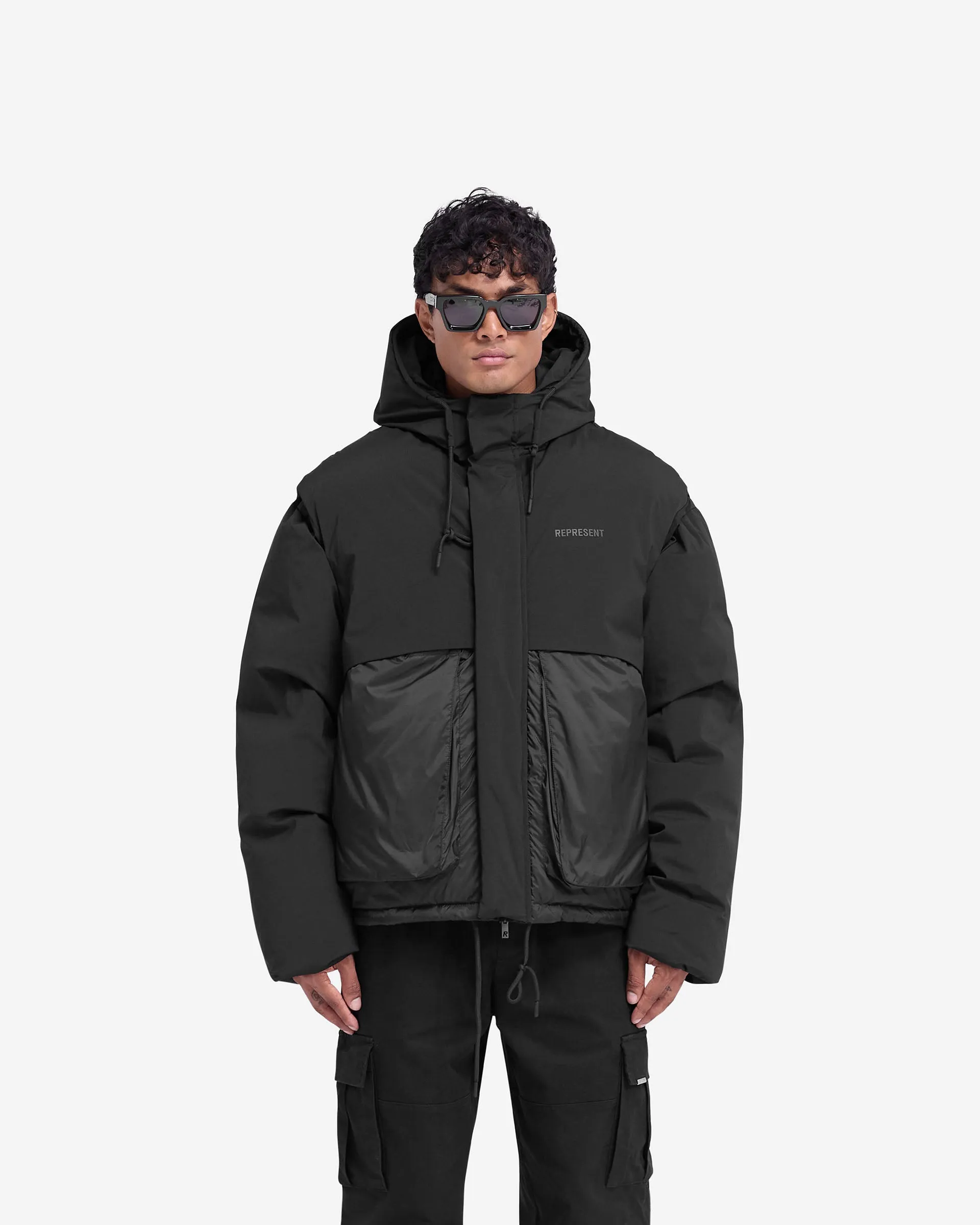 Layered Hooded Puffer - Jet Black sold by Represent product image thumbnail 3