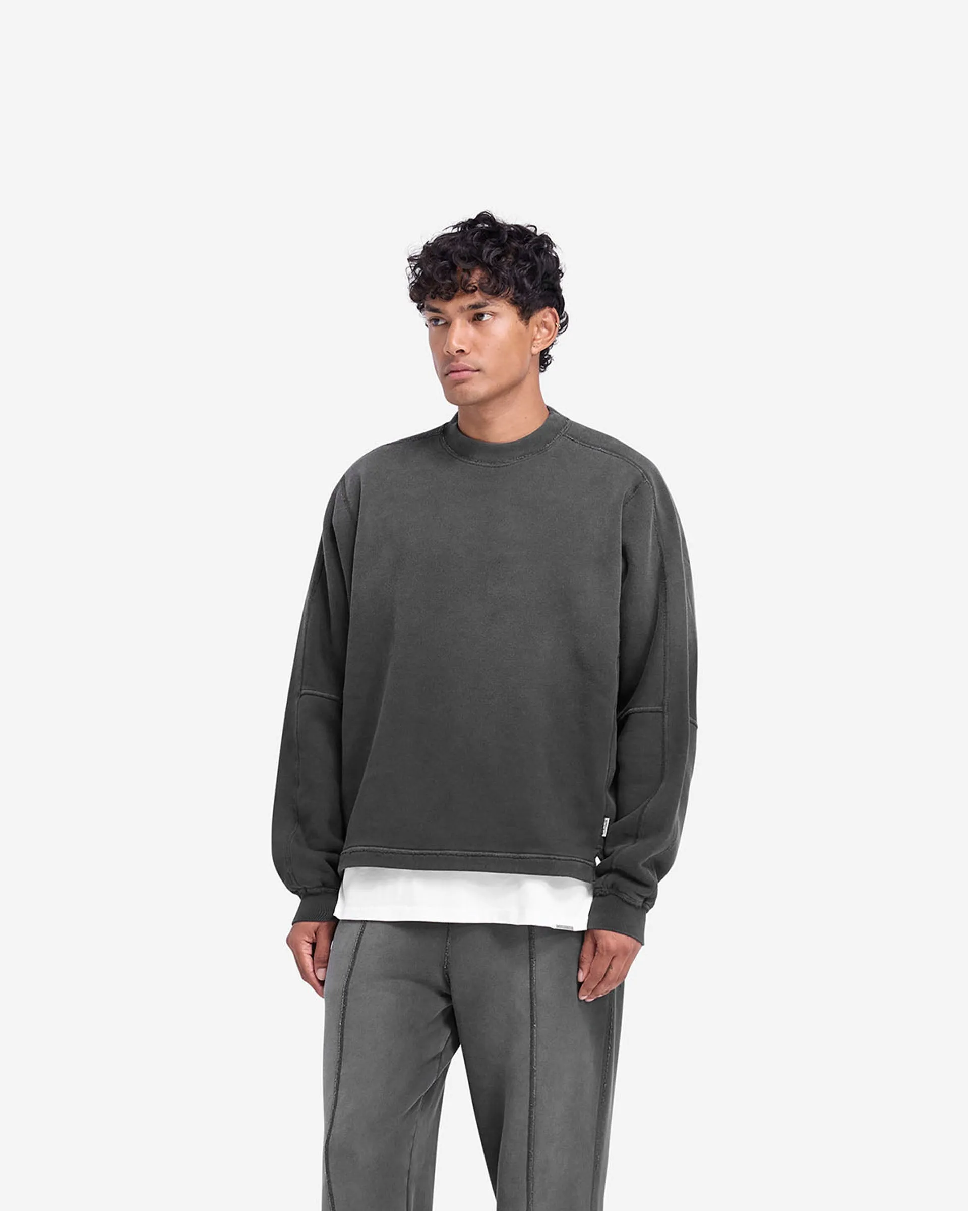 Stepped Hem Sweatshirt - Stained Black sold by Represent product image thumbnail 4
