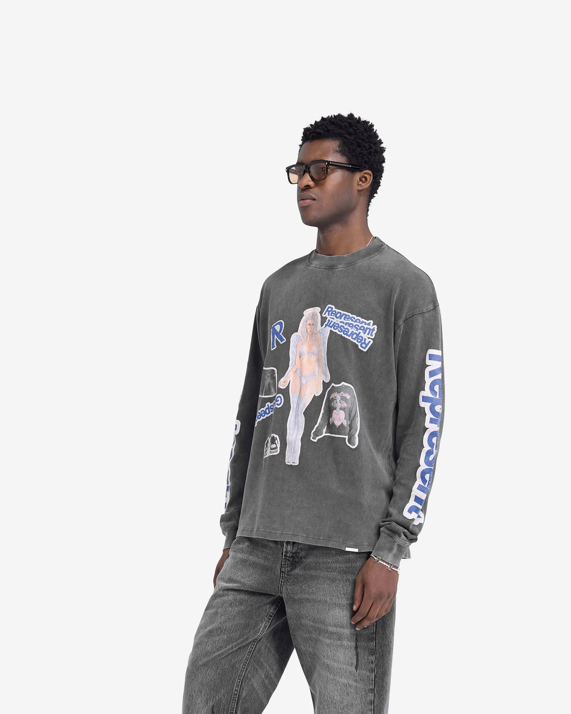 Question Your Innocence Long Sleeve T-Shirt - Vintage Grey sold by Represent product image thumbnail 4