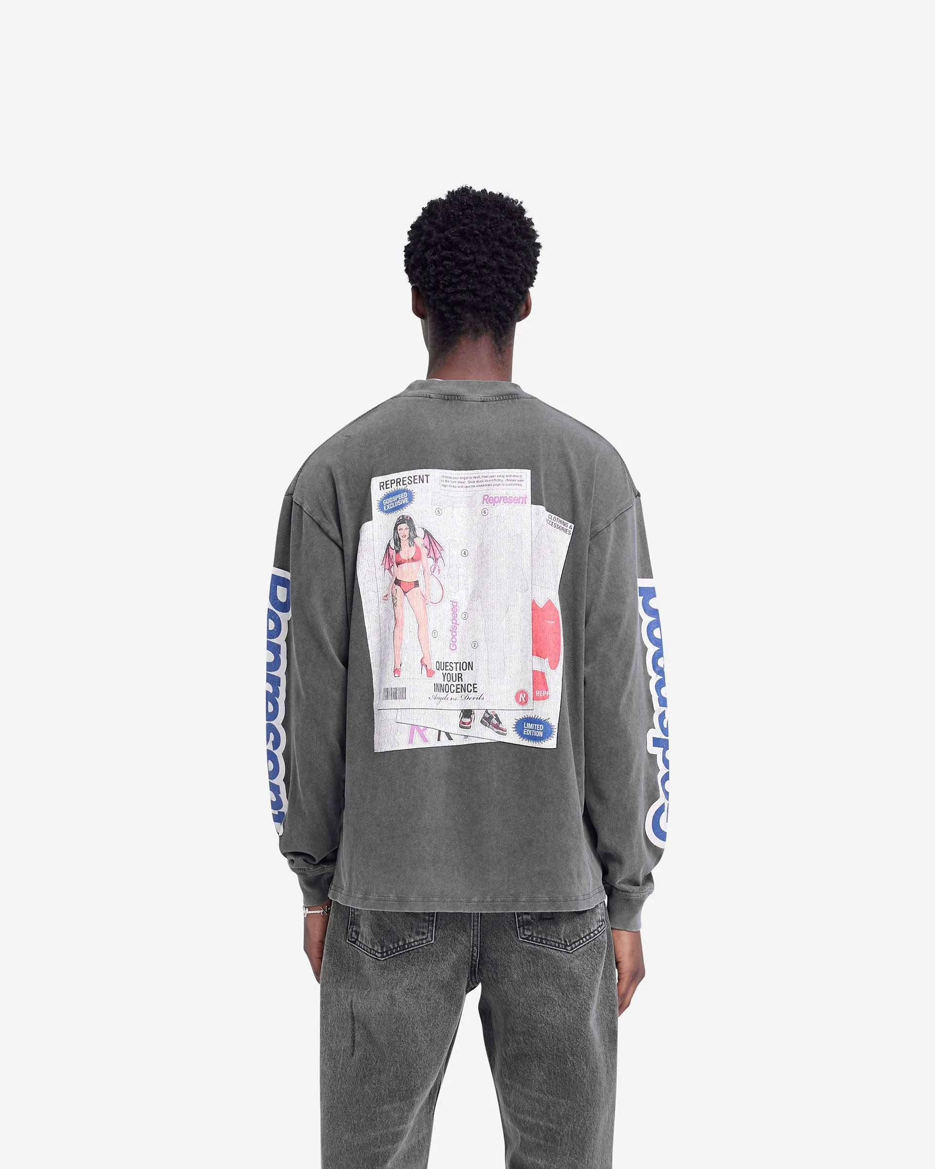 Question Your Innocence Long Sleeve T-Shirt - Vintage Grey sold by Represent product image thumbnail 5