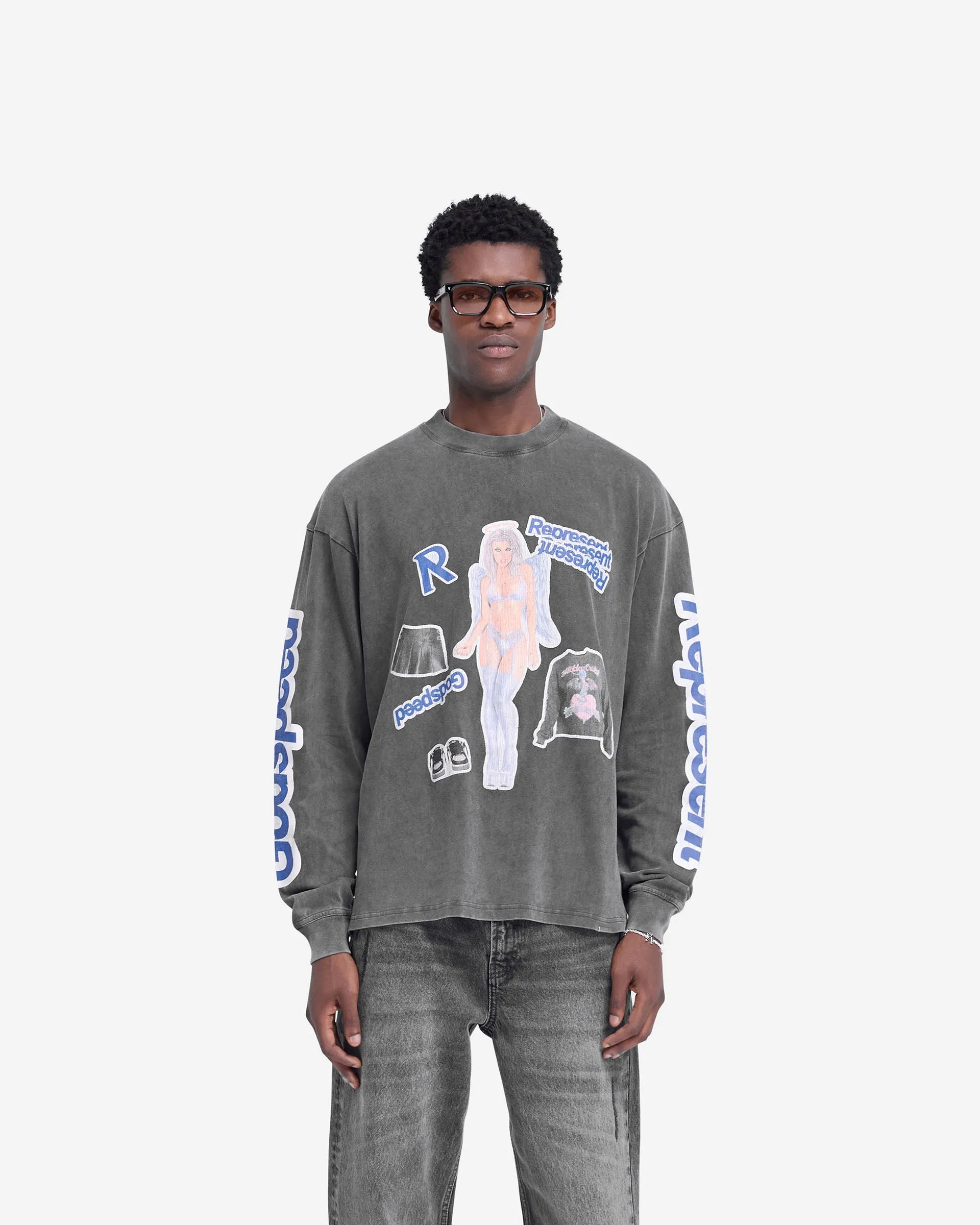 Question Your Innocence Long Sleeve T-Shirt - Vintage Grey sold by Represent product image thumbnail 3