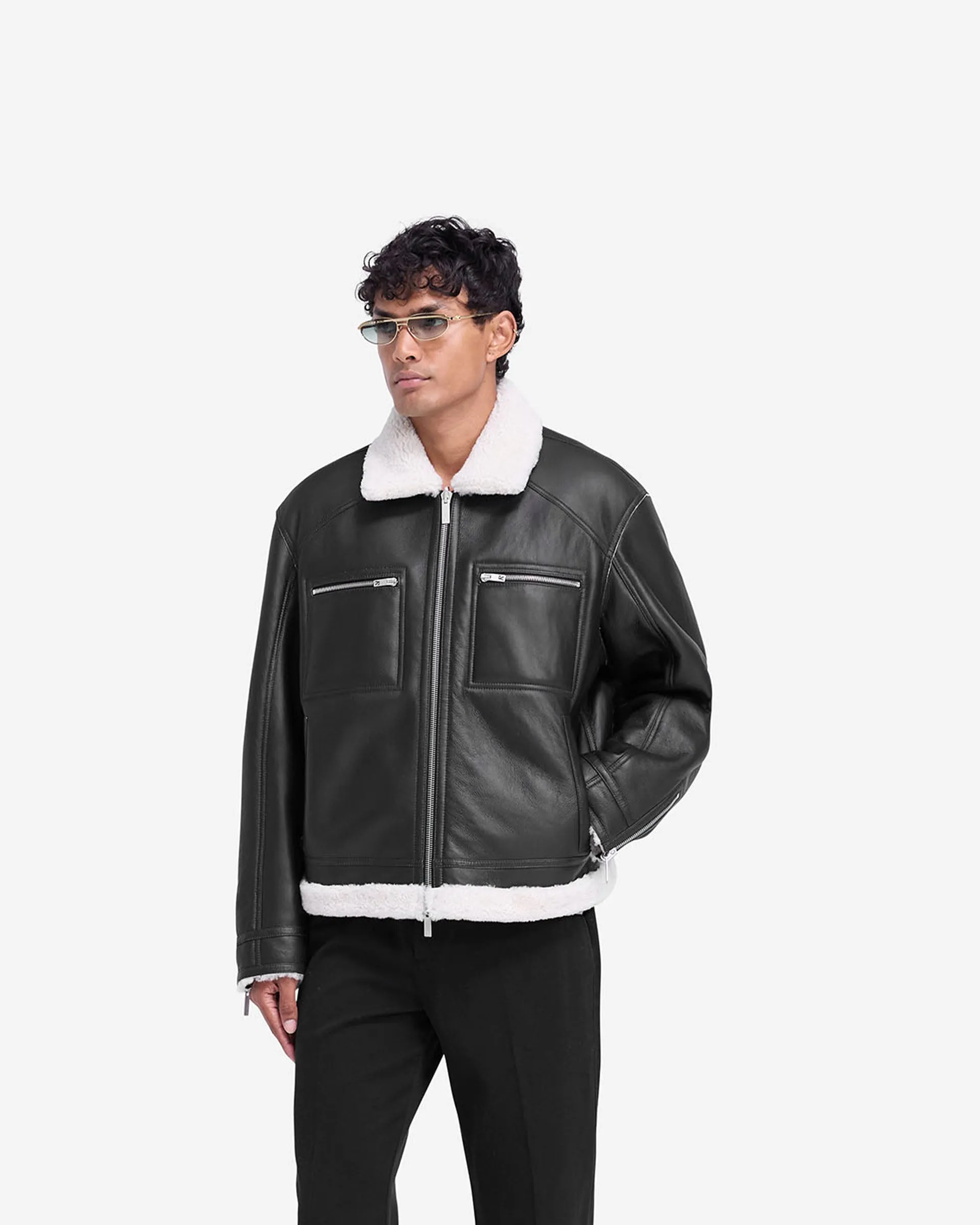 Reversible Shearling Jacket - Black sold by Represent product image thumbnail 5