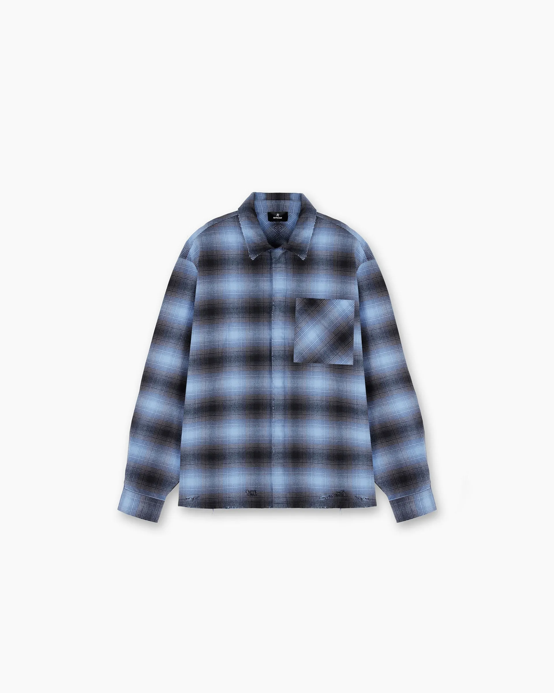 Represent X End Distressed Flannel Shirt - Blue sold by Represent