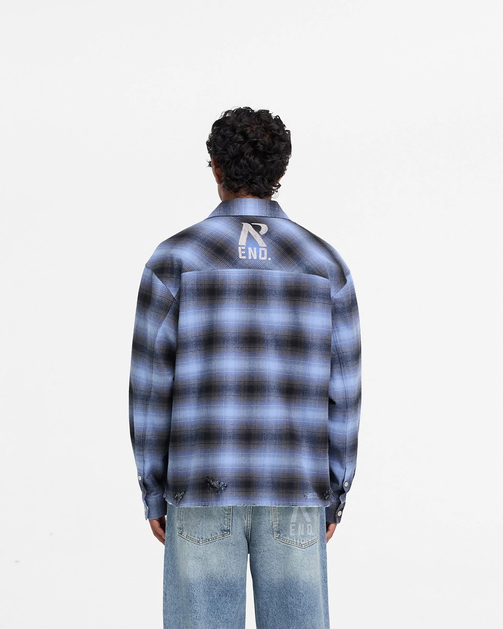 Represent X End Distressed Flannel Shirt - Blue sold by Represent product image thumbnail 5