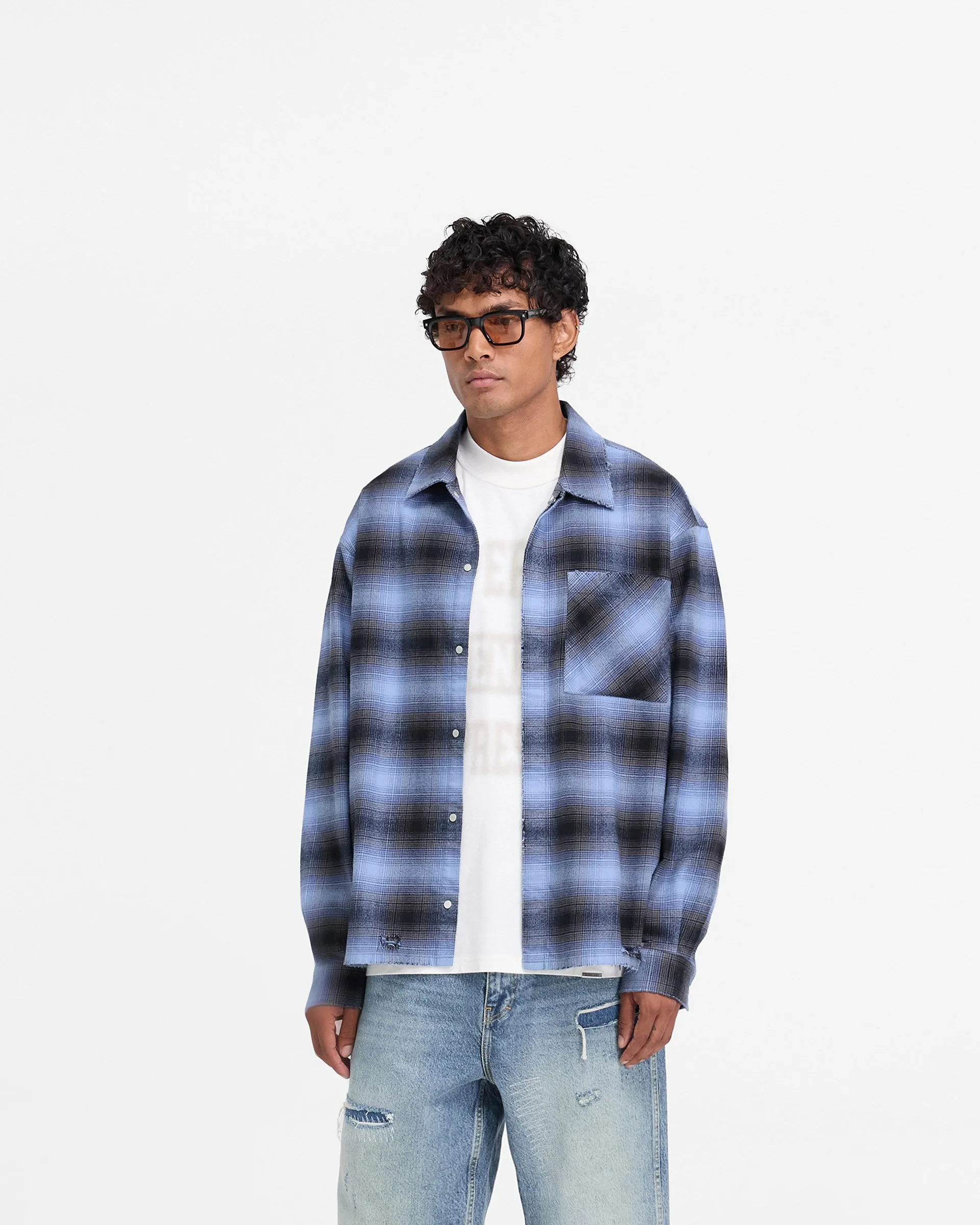 Represent X End Distressed Flannel Shirt - Blue sold by Represent product image thumbnail 4