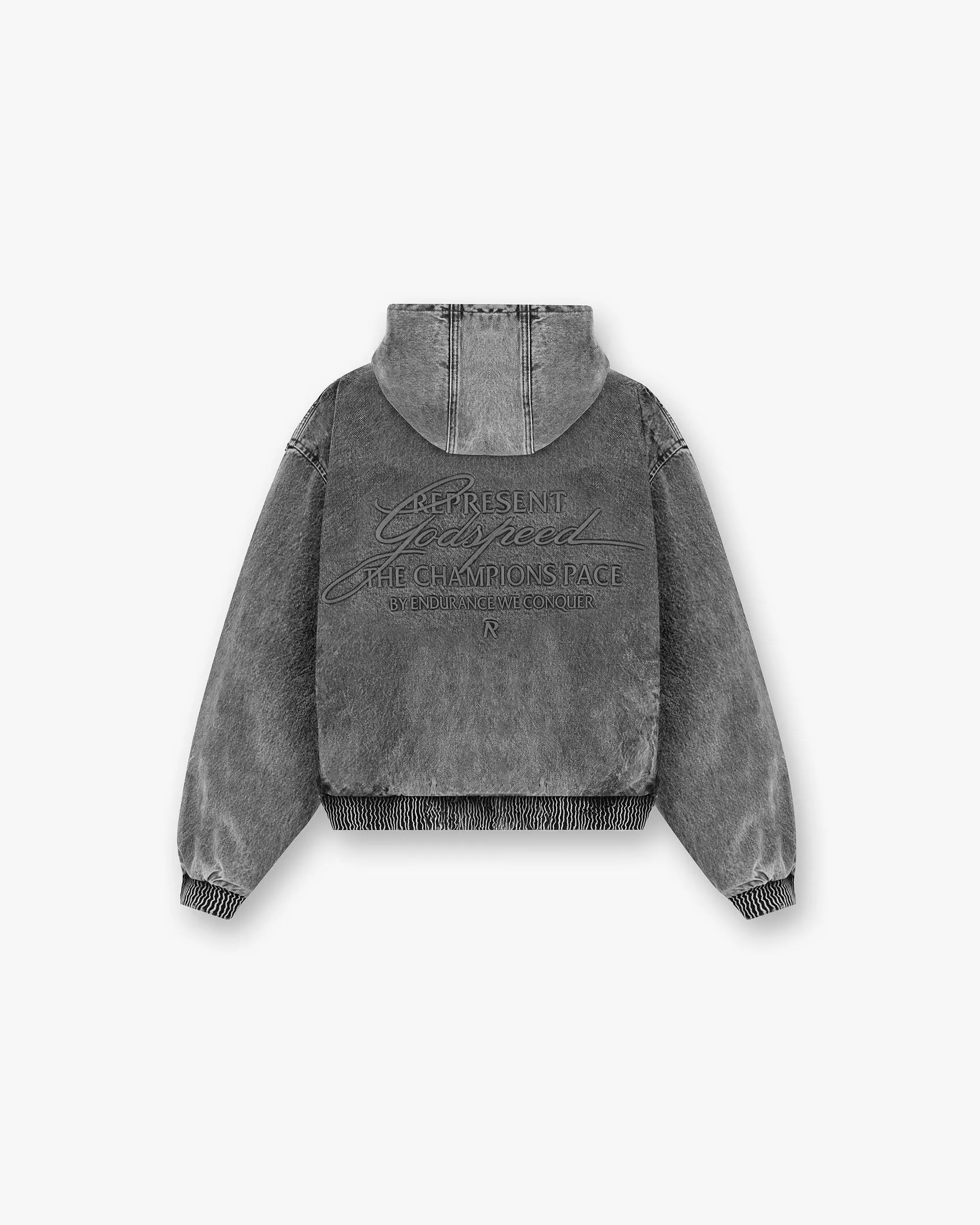 R5 Hooded Denim Bomber - Charcoal Grey sold by Represent product image thumbnail 2