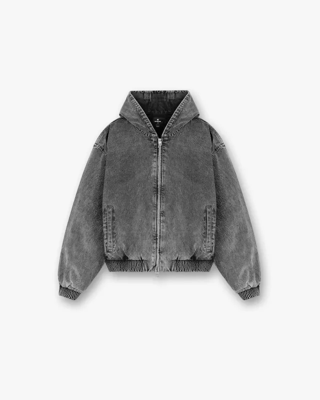 R5 Hooded Denim Bomber - Charcoal Grey sold by Represent
