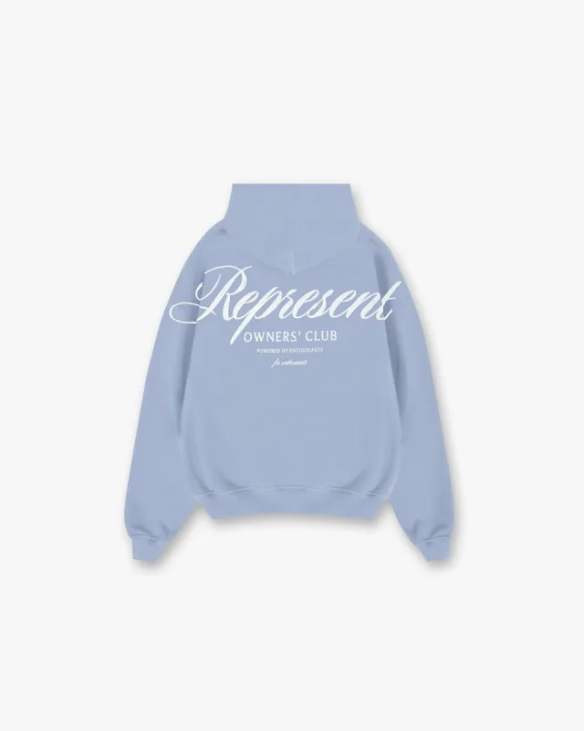 Represent Owners Club Script Hoodie - Dusty Blue sold by Represent
