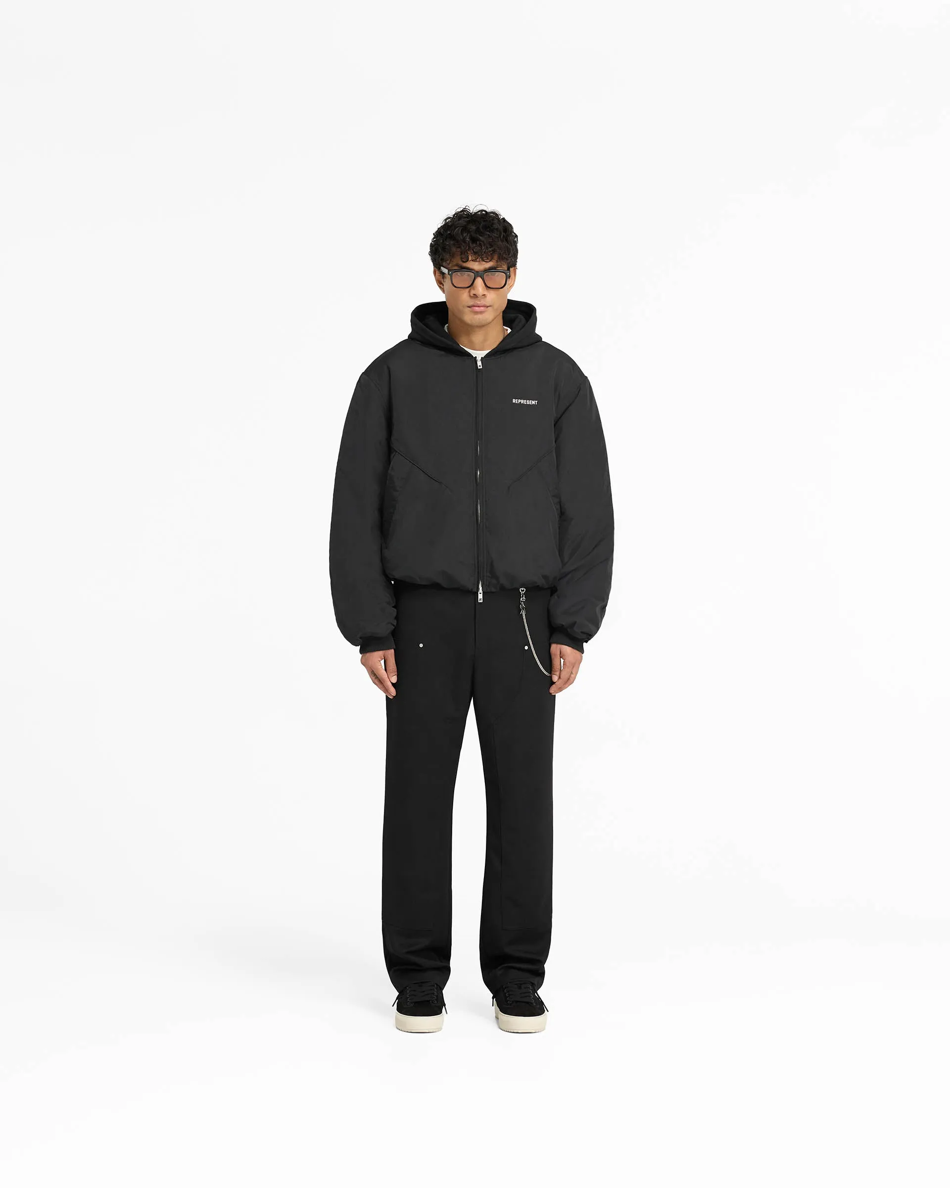 Nylon Hooded Bomber Jacket - Black sold by Represent product image thumbnail 5