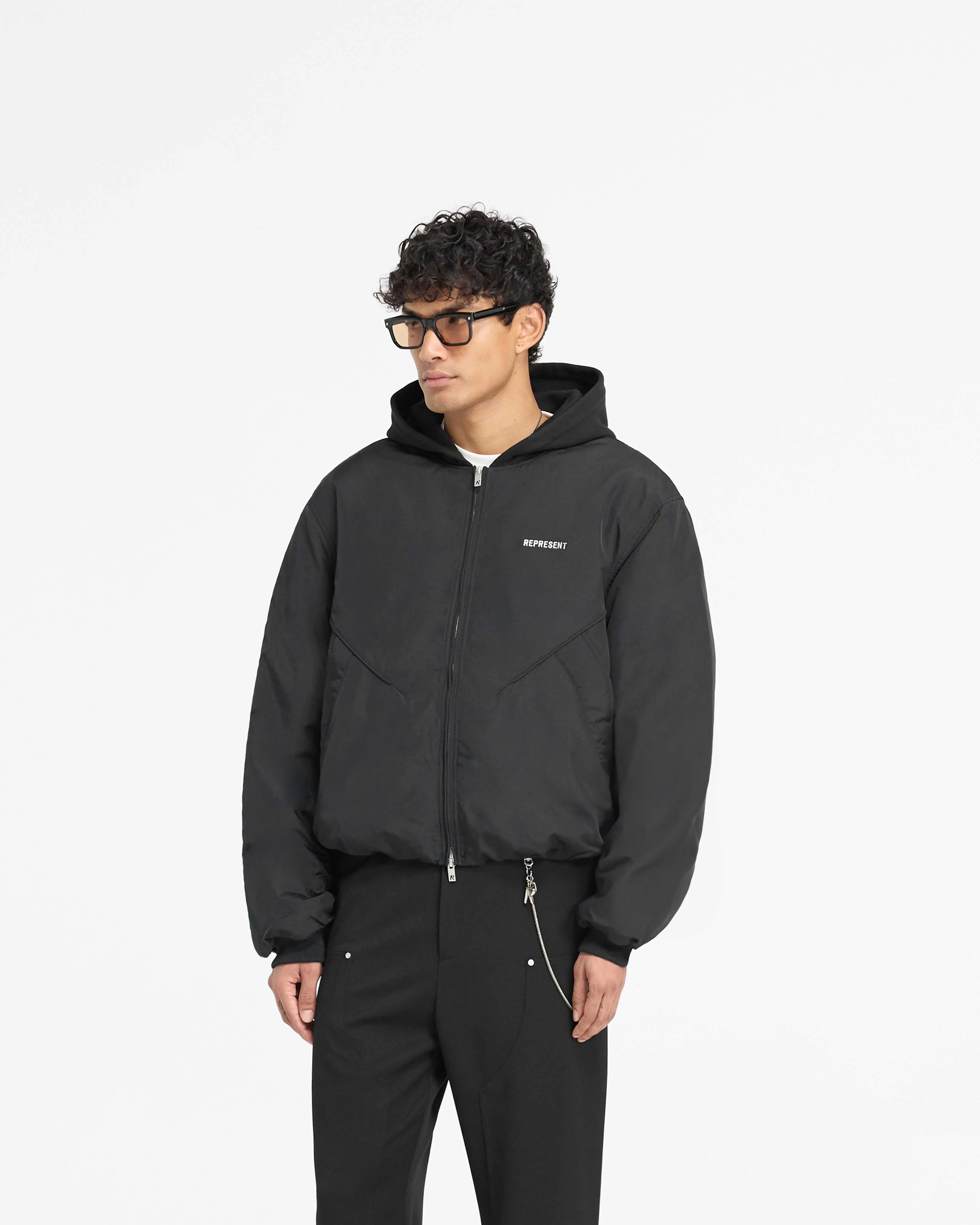 Nylon Hooded Bomber Jacket - Black sold by Represent product image thumbnail 2