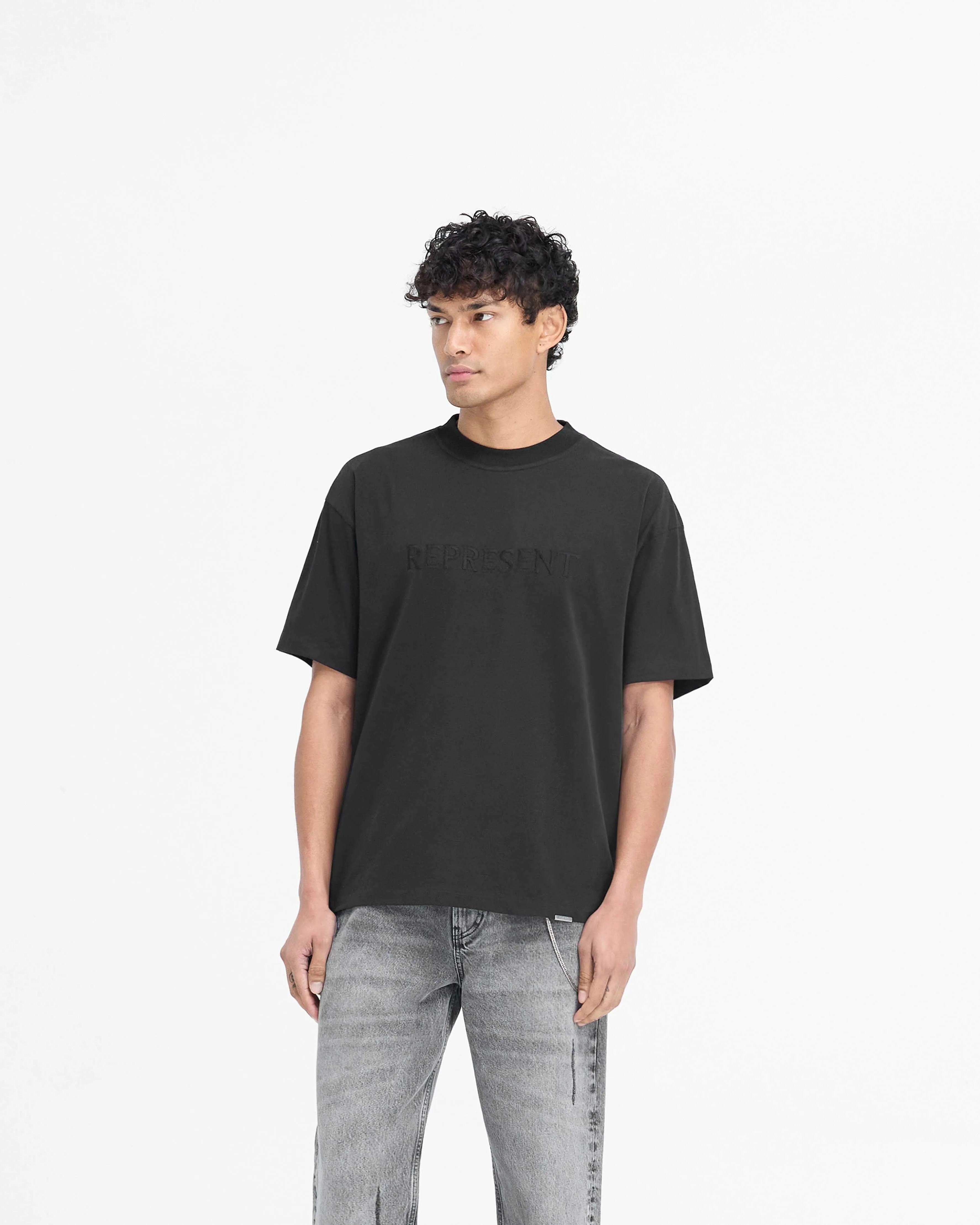 Serif Logo T-Shirt - Jet Black sold by Represent product image thumbnail 2