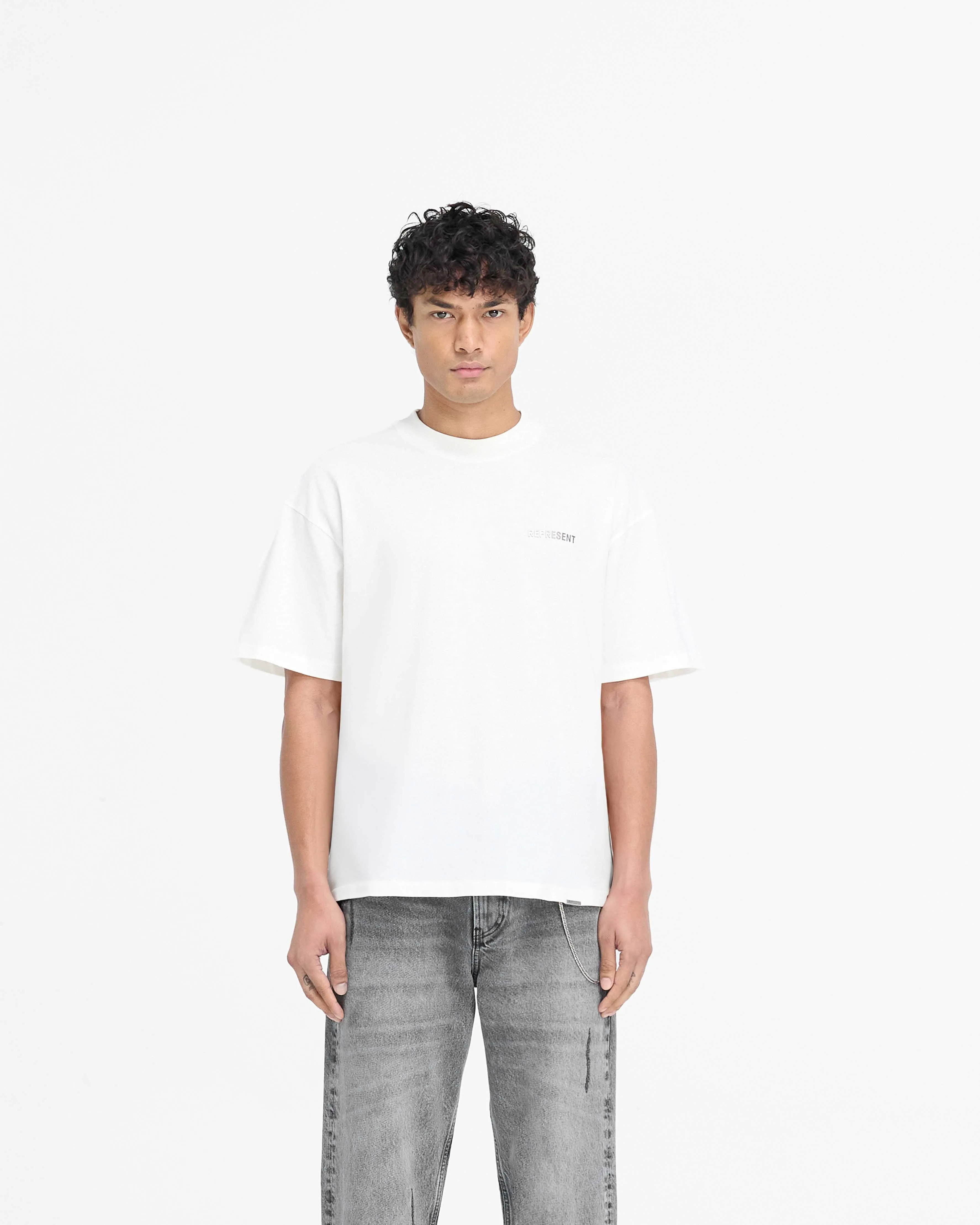 Block Logo T-Shirt - Flat White sold by Represent product image thumbnail 3