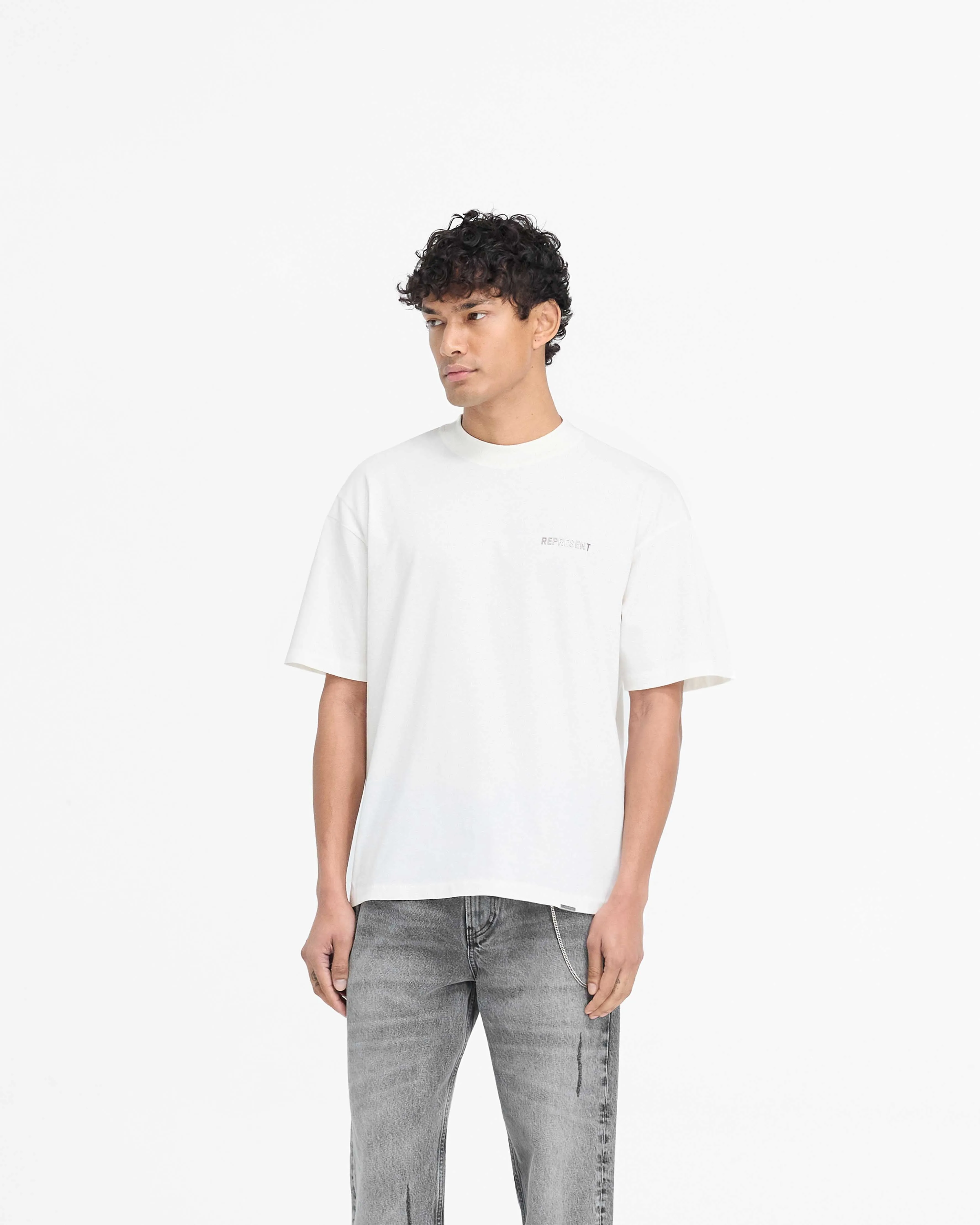 Block Logo T-Shirt - Flat White sold by Represent product image thumbnail 2