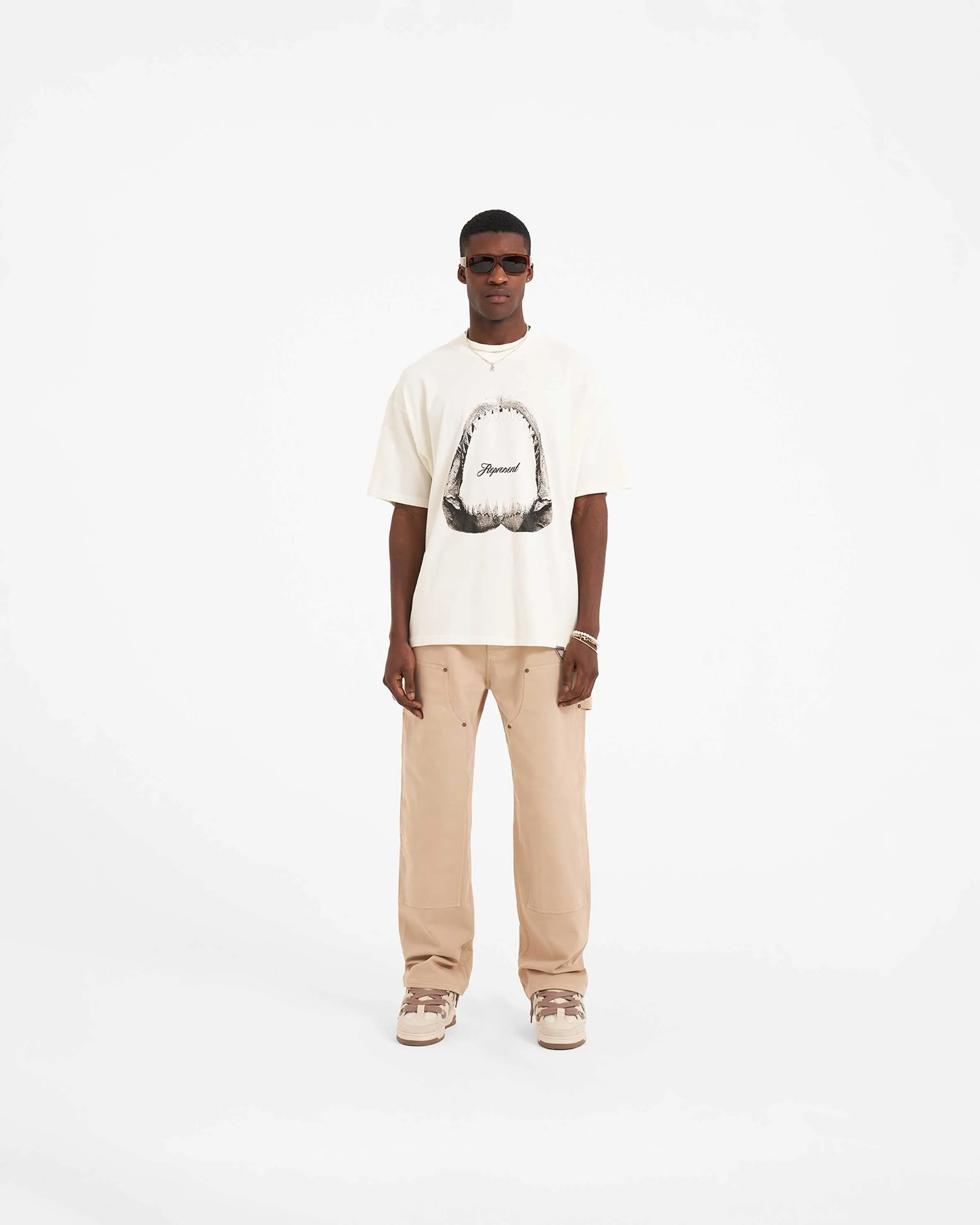 Shark Jaws T-Shirt - Flat White sold by Represent product image thumbnail 5