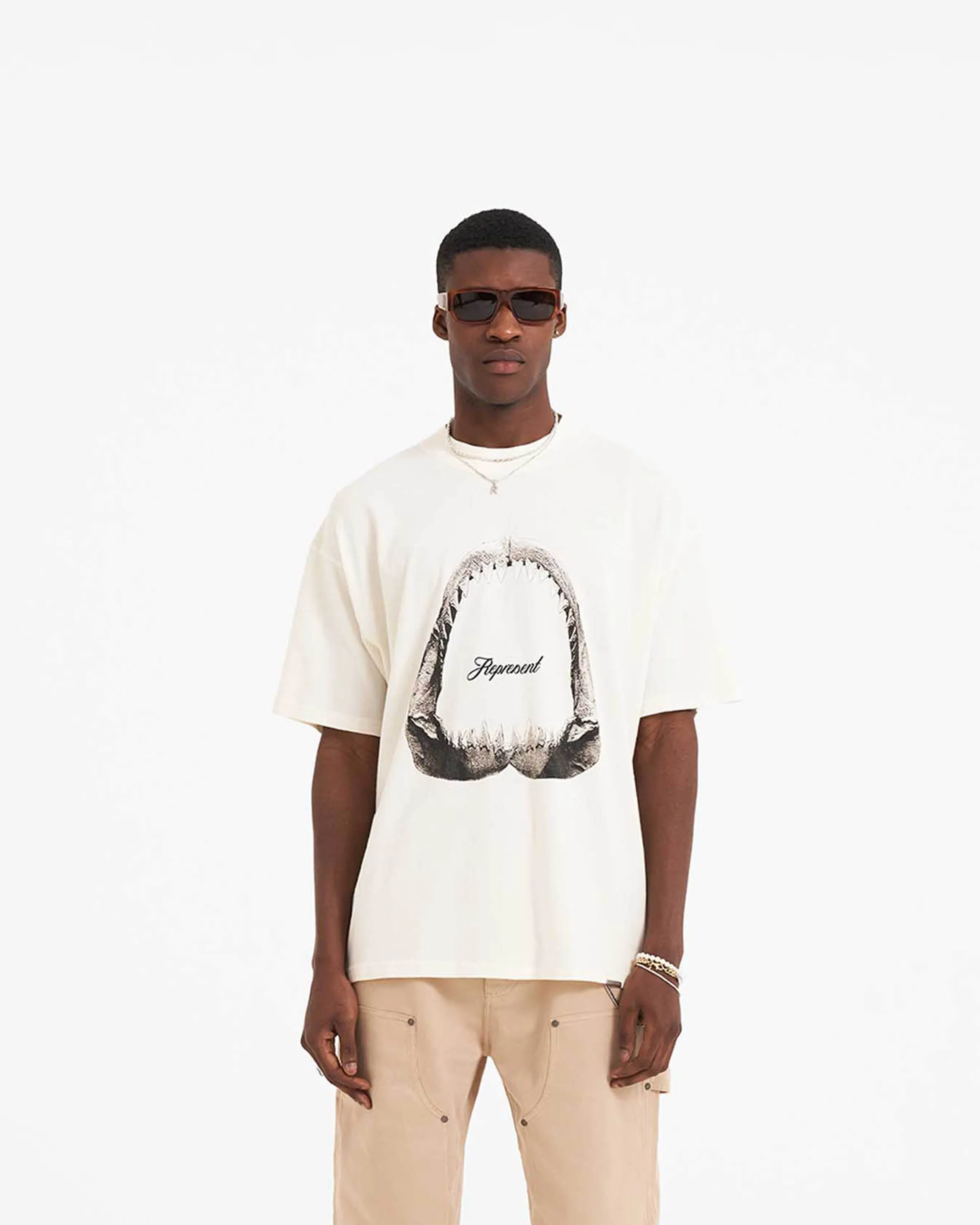 Shark Jaws T-Shirt - Flat White sold by Represent product image thumbnail 2