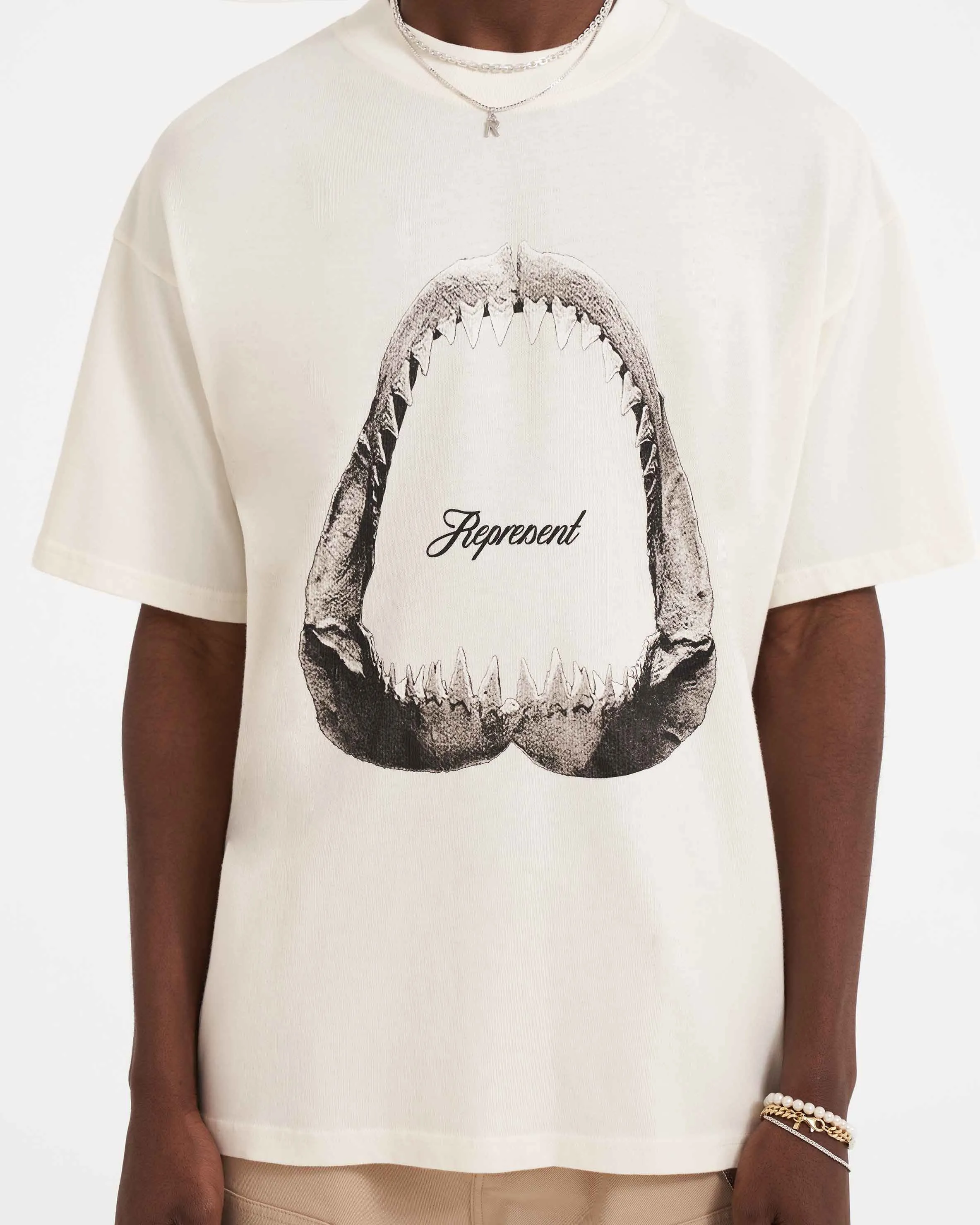 Shark Jaws T-Shirt - Flat White sold by Represent product image thumbnail 3