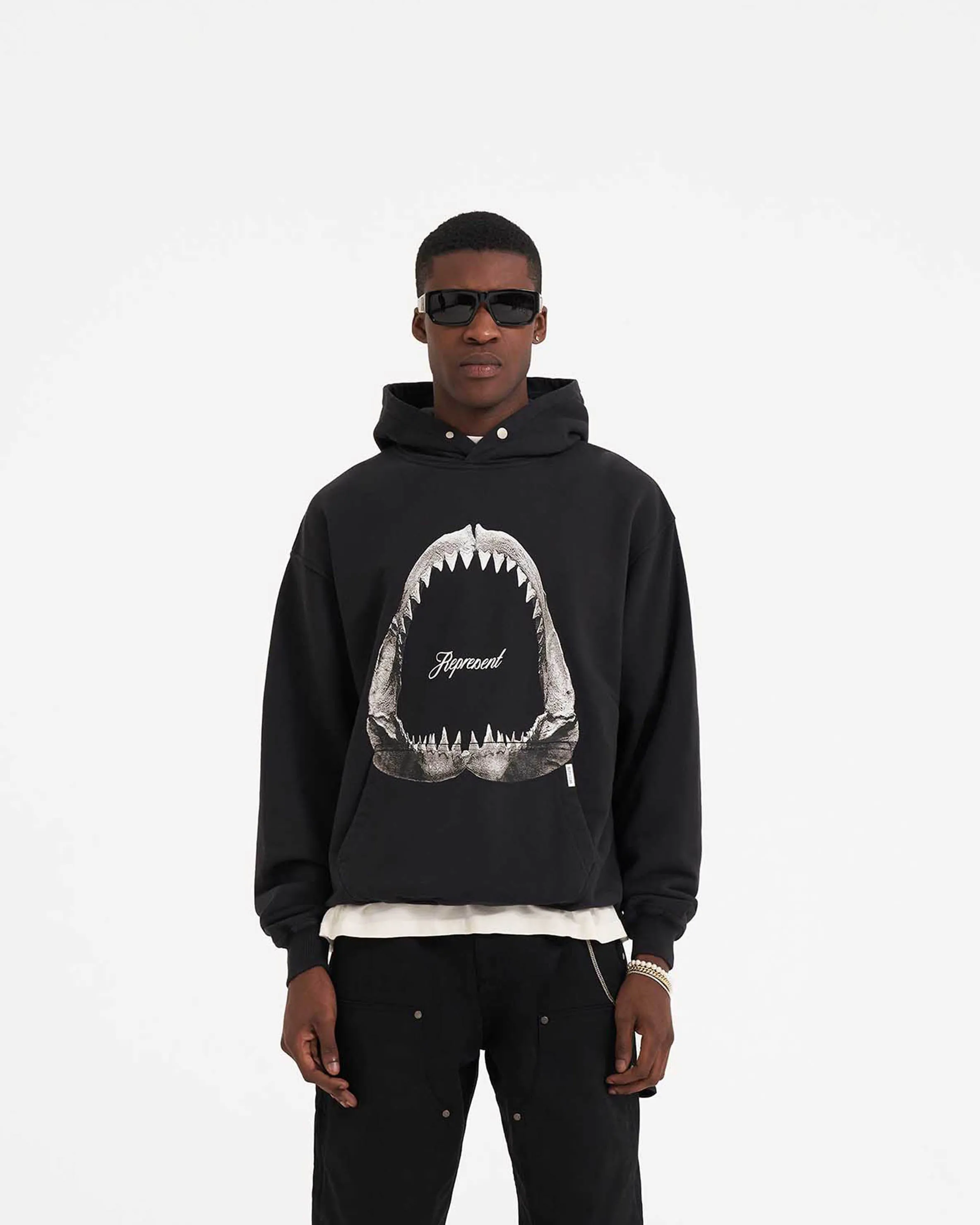 Shark Jaws Hoodie - Off Black sold by Represent product image thumbnail 2