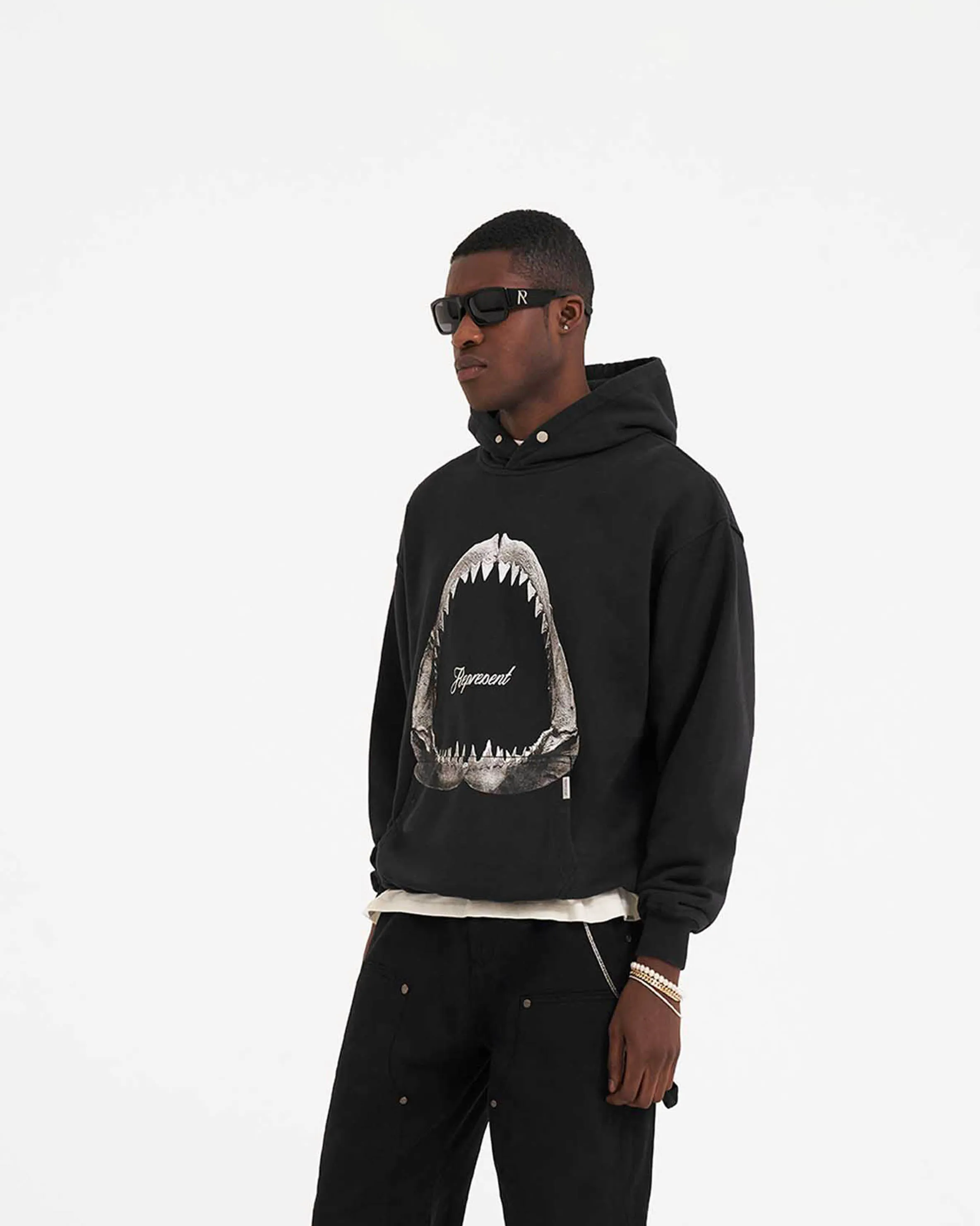 Shark Jaws Hoodie - Off Black sold by Represent product image thumbnail 3