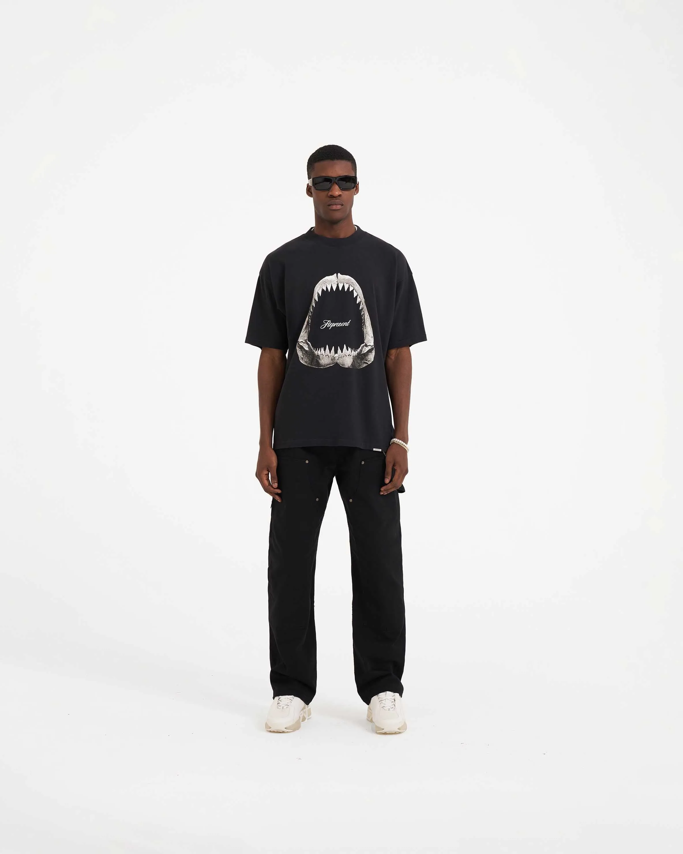 Shark Jaws T-Shirt - Off Black sold by Represent product image thumbnail 5