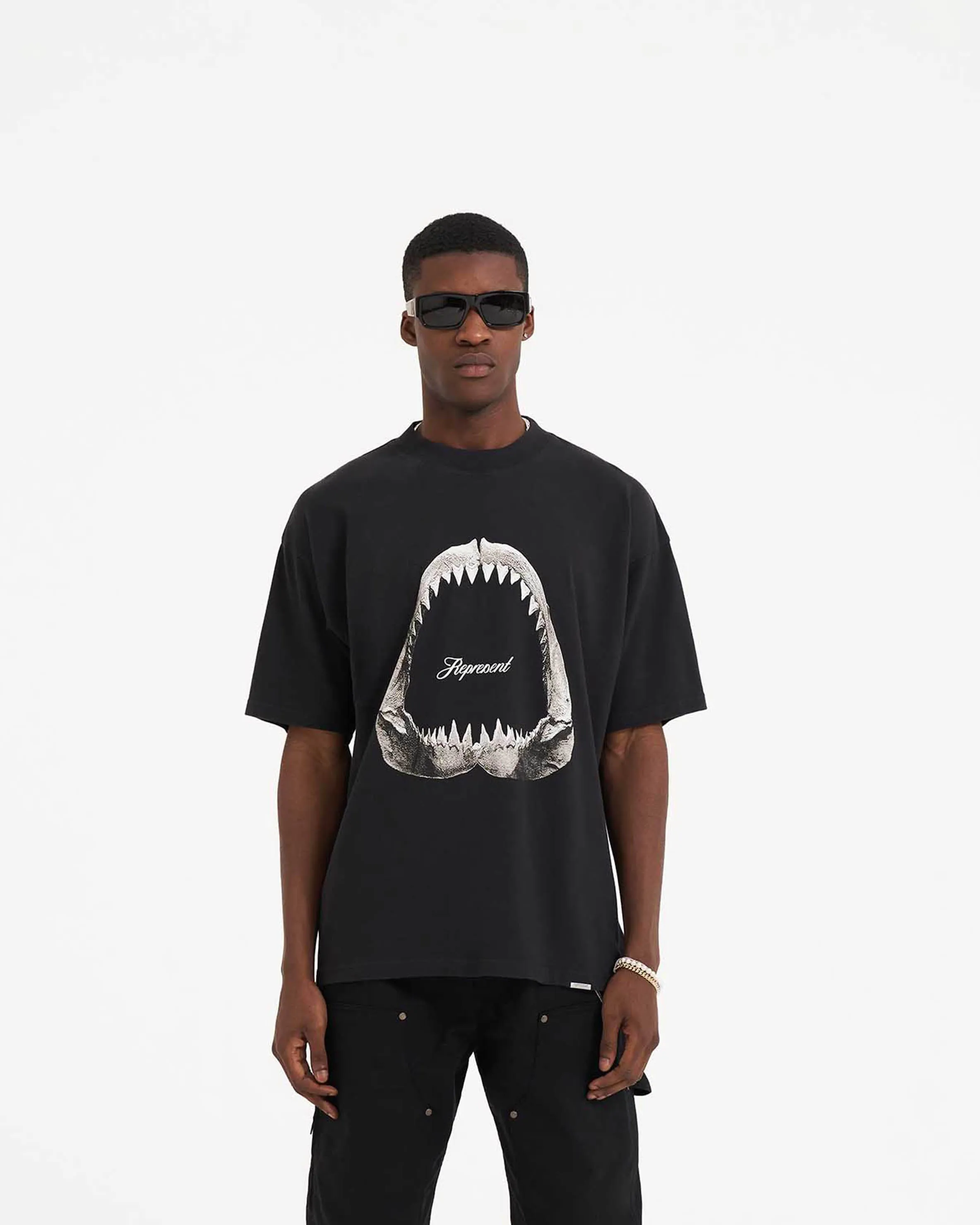 Shark Jaws T-Shirt - Off Black sold by Represent product image thumbnail 3