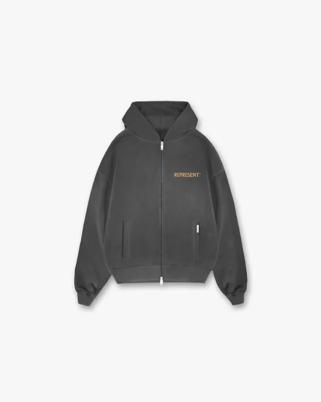 Higher Truth Zip Through Hoodie - Aged Black made by Represent