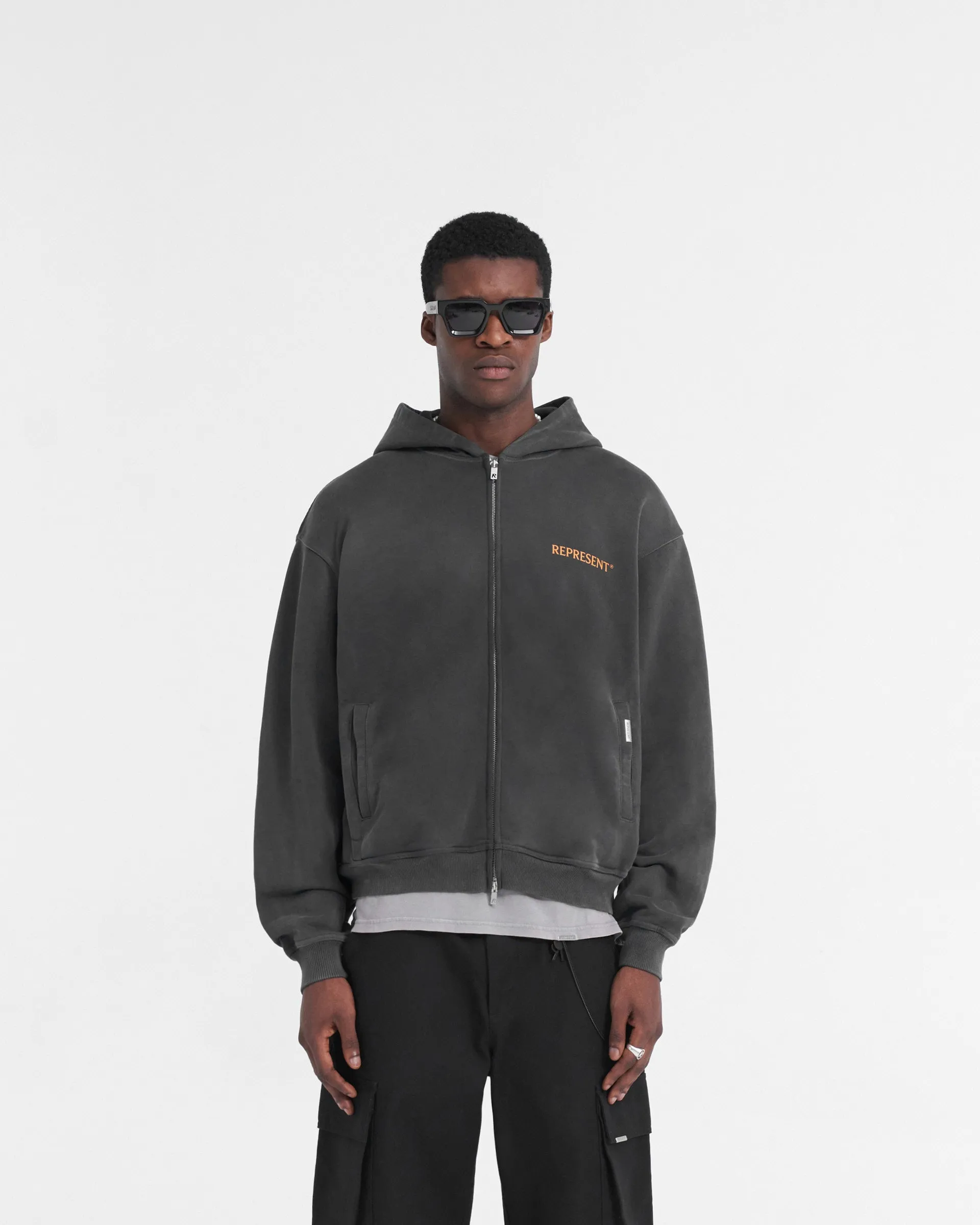 Higher Truth Zip Through Hoodie - Aged Black sold by Represent product image thumbnail 3