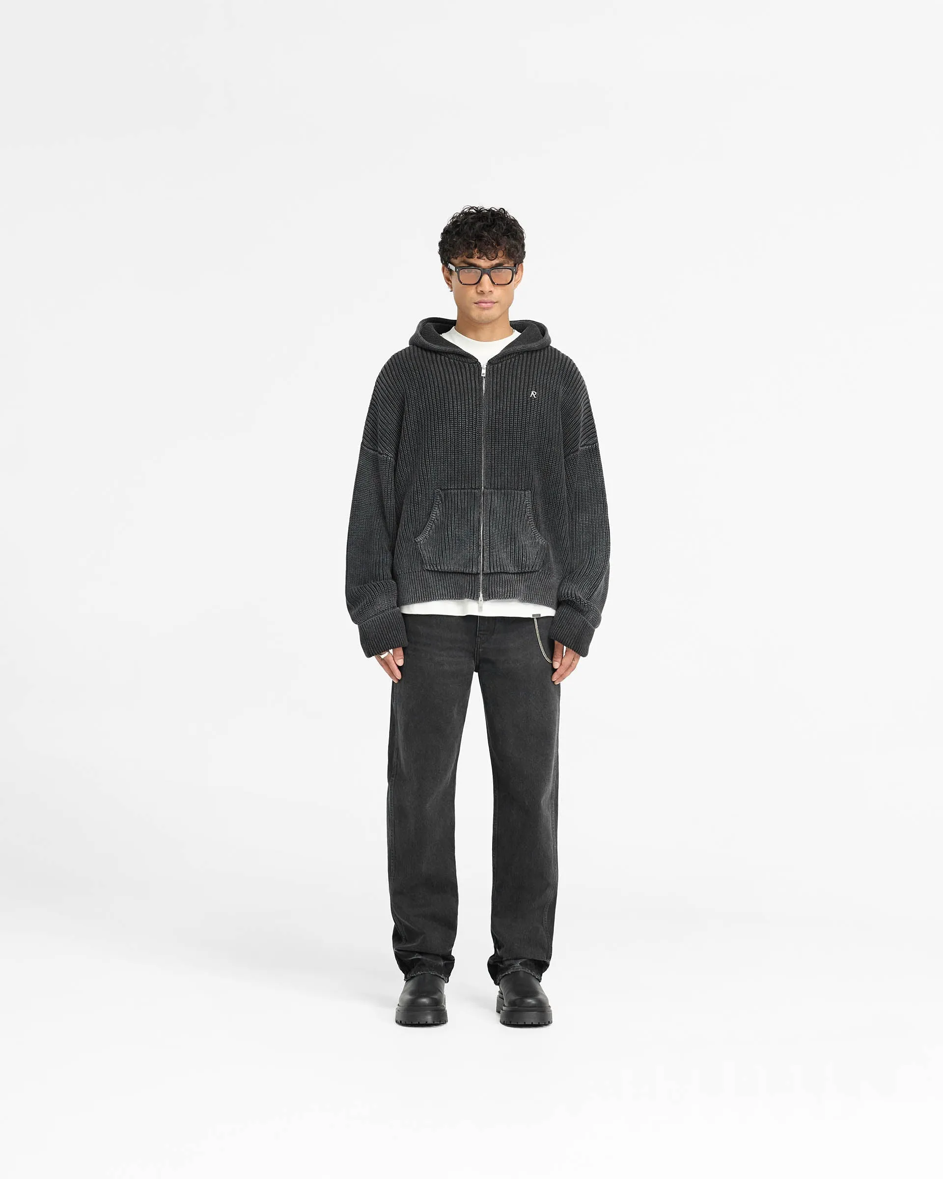 Ribbed Zip Through Hoodie - Jet Black sold by Represent product image thumbnail 5