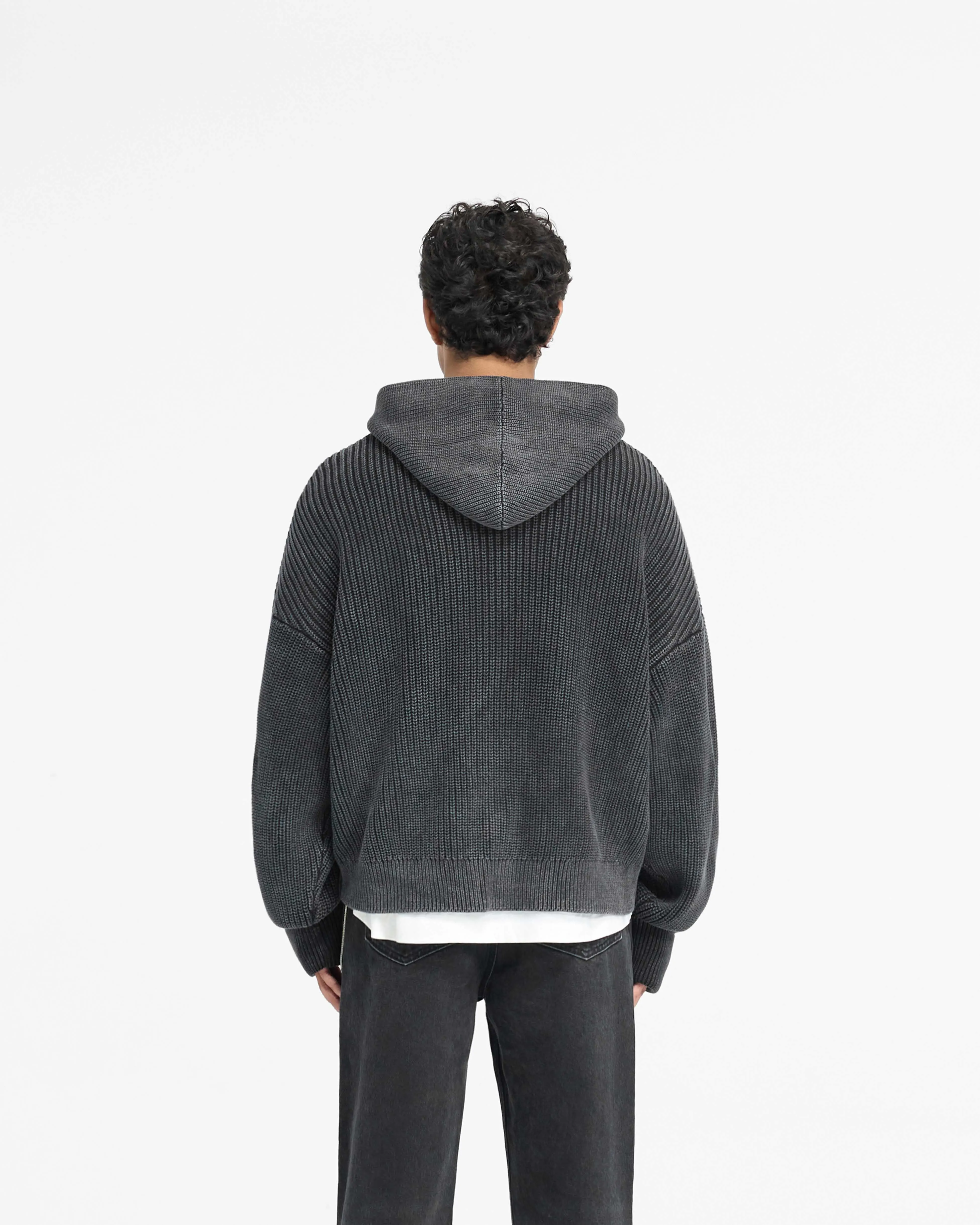 Ribbed Zip Through Hoodie - Jet Black sold by Represent product image thumbnail 4