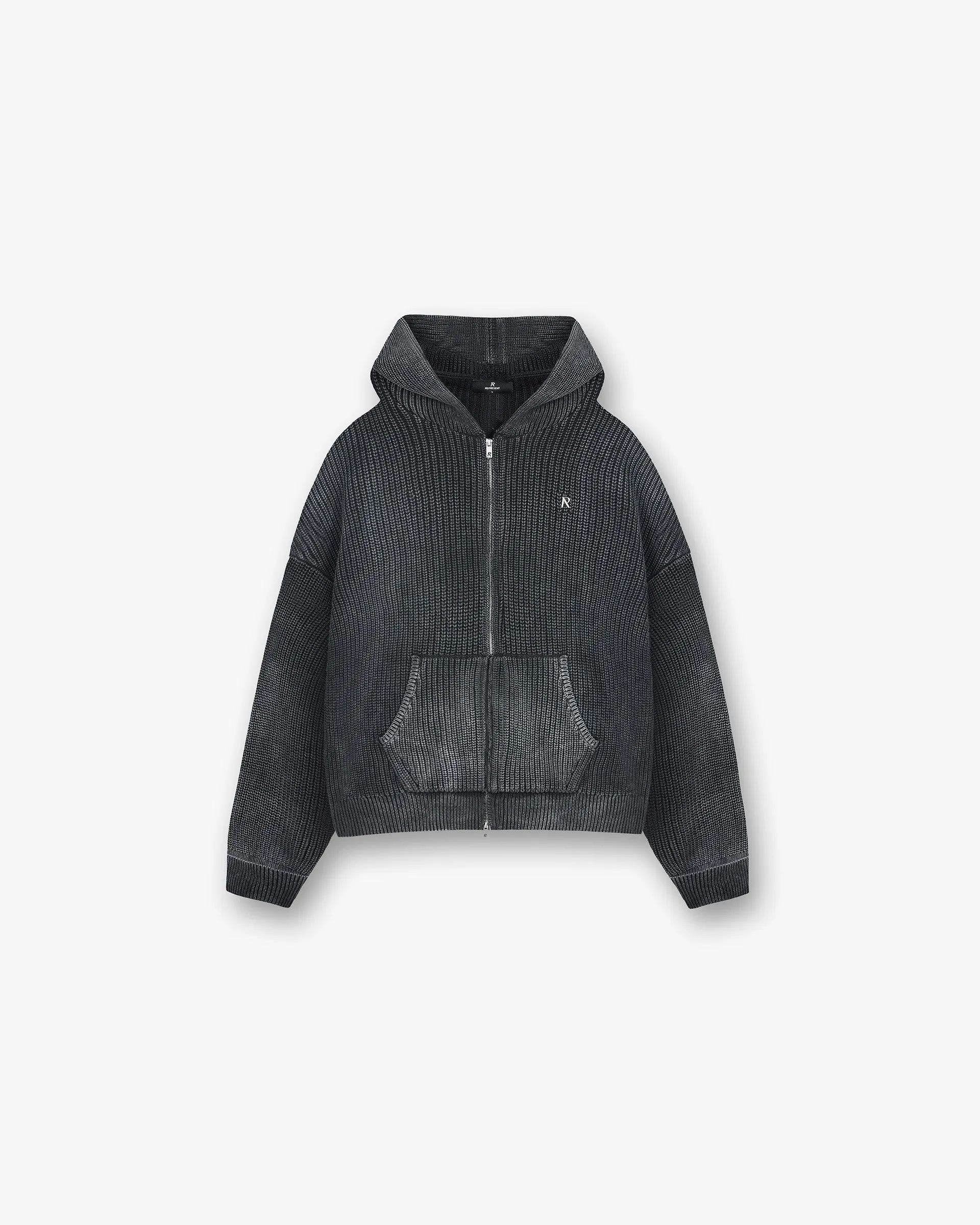 Ribbed Zip Through Hoodie - Jet Black sold by Represent