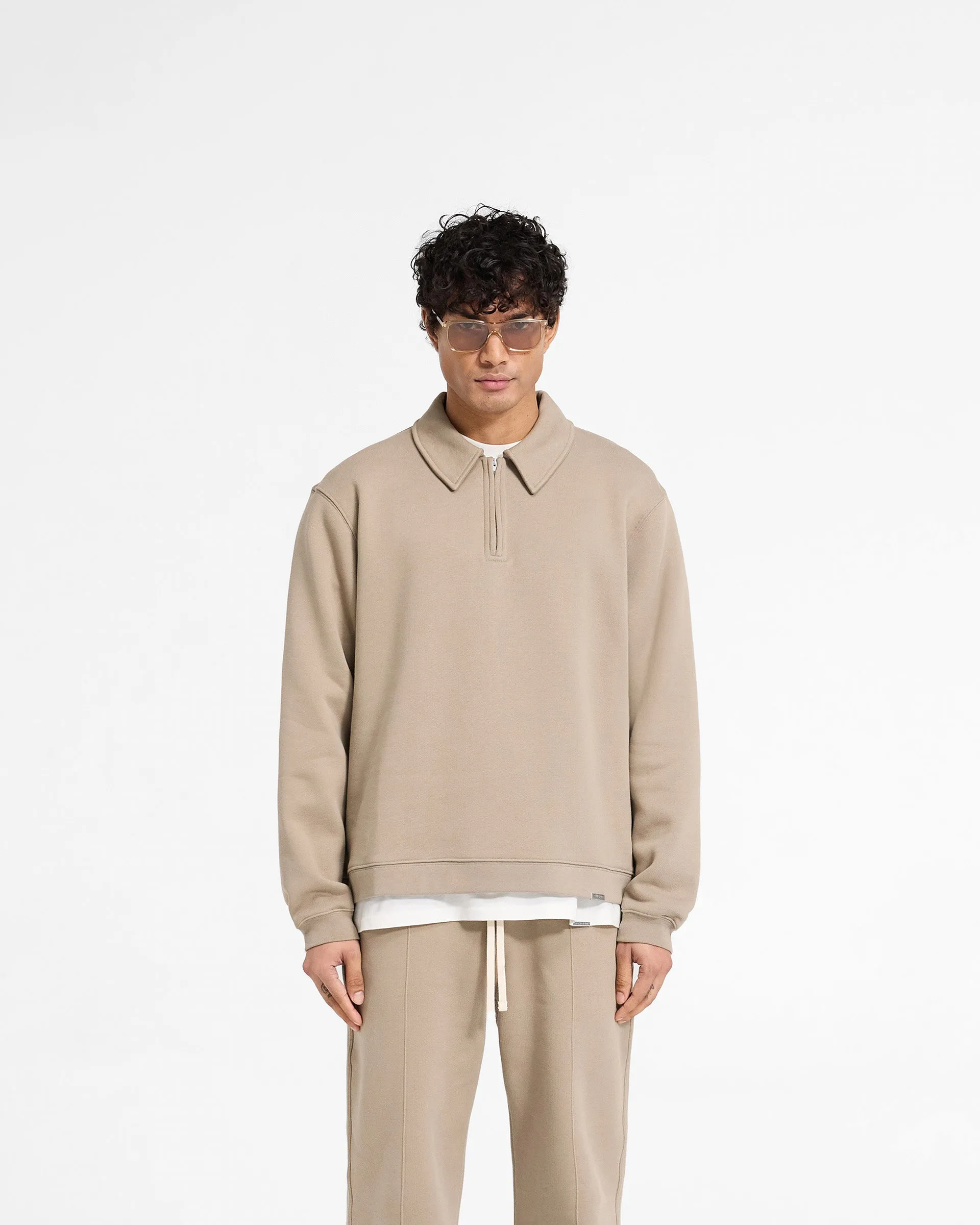 Initial Boxy Quarter Zip - Dune sold by Represent product image thumbnail 3