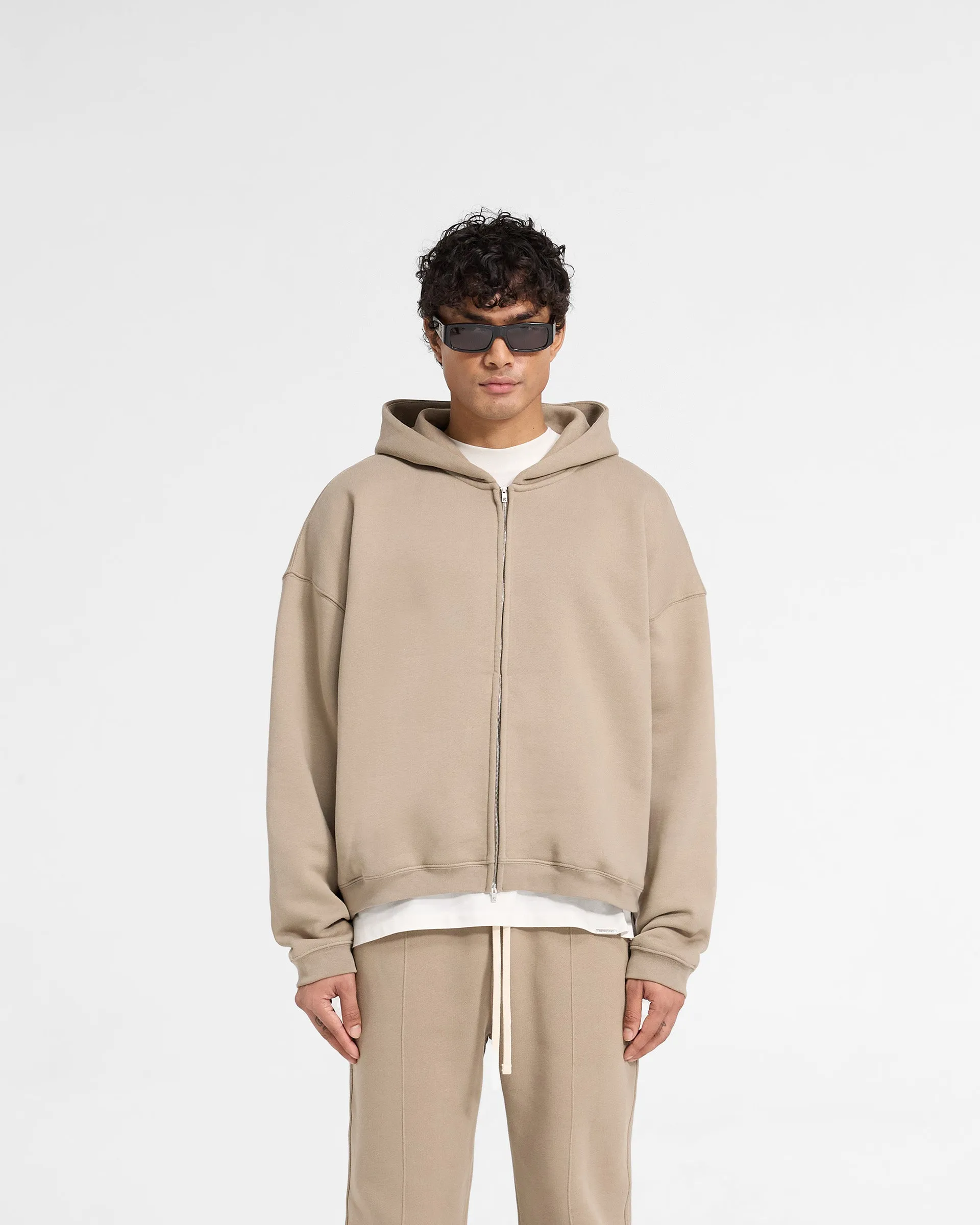 Initial Boxy Zip Through Hoodie - Dune sold by Represent product image thumbnail 3
