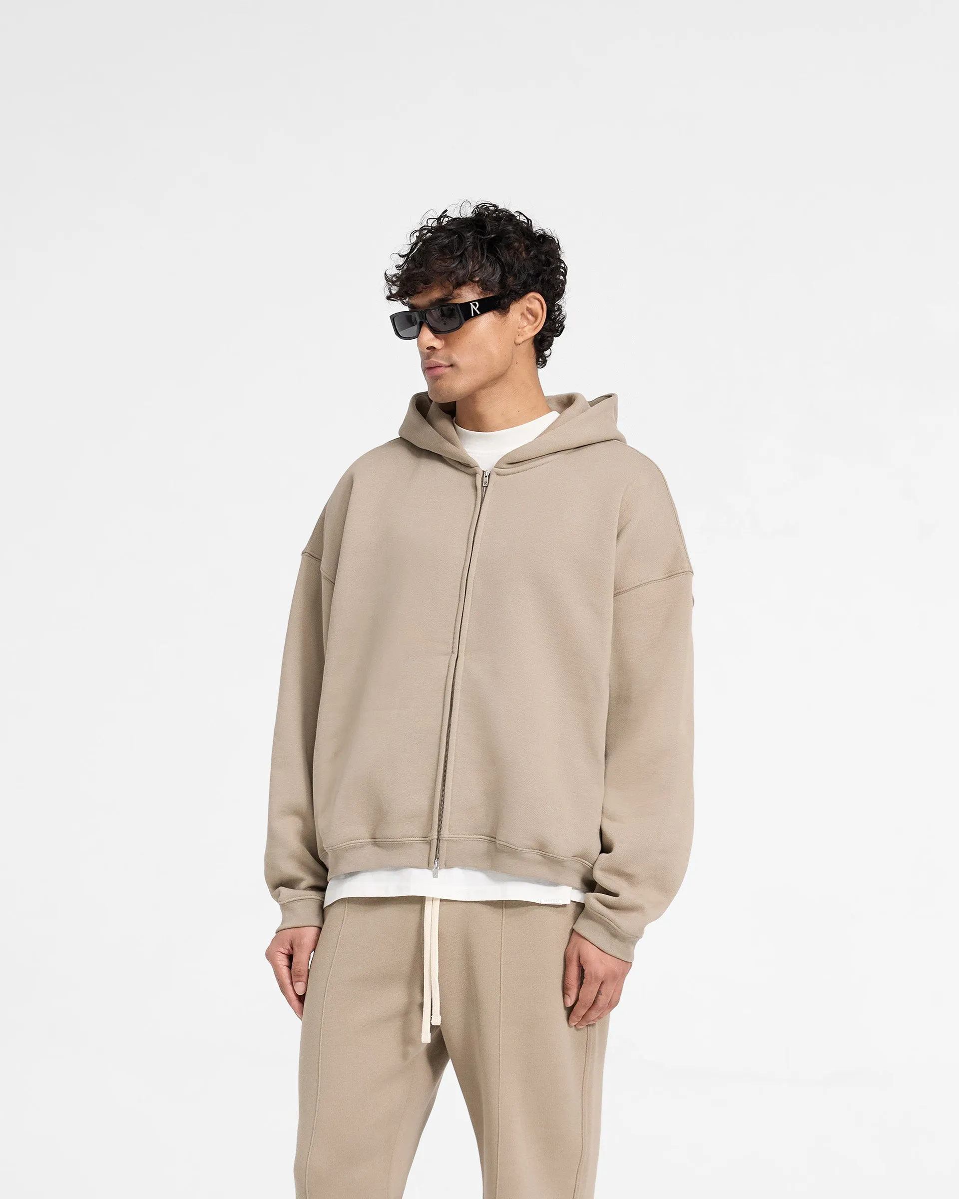 Initial Boxy Zip Through Hoodie - Dune sold by Represent product image thumbnail 2