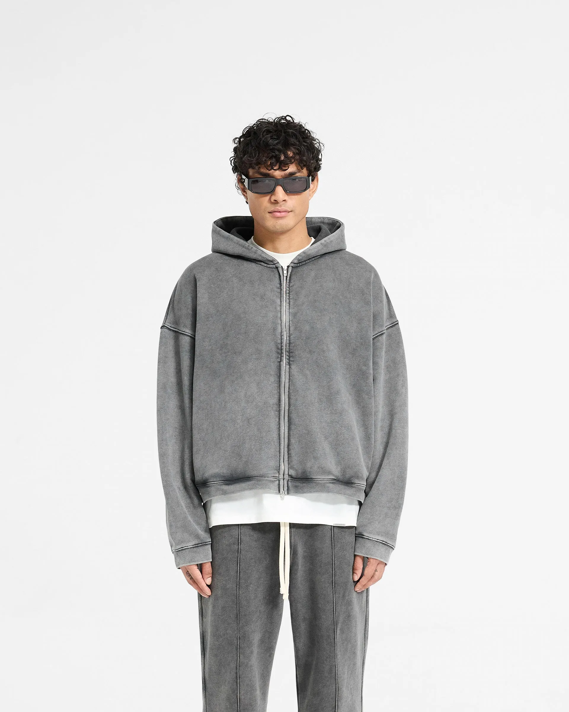 Initial Boxy Zip Through Hoodie - Vintage Grey sold by Represent product image thumbnail 3