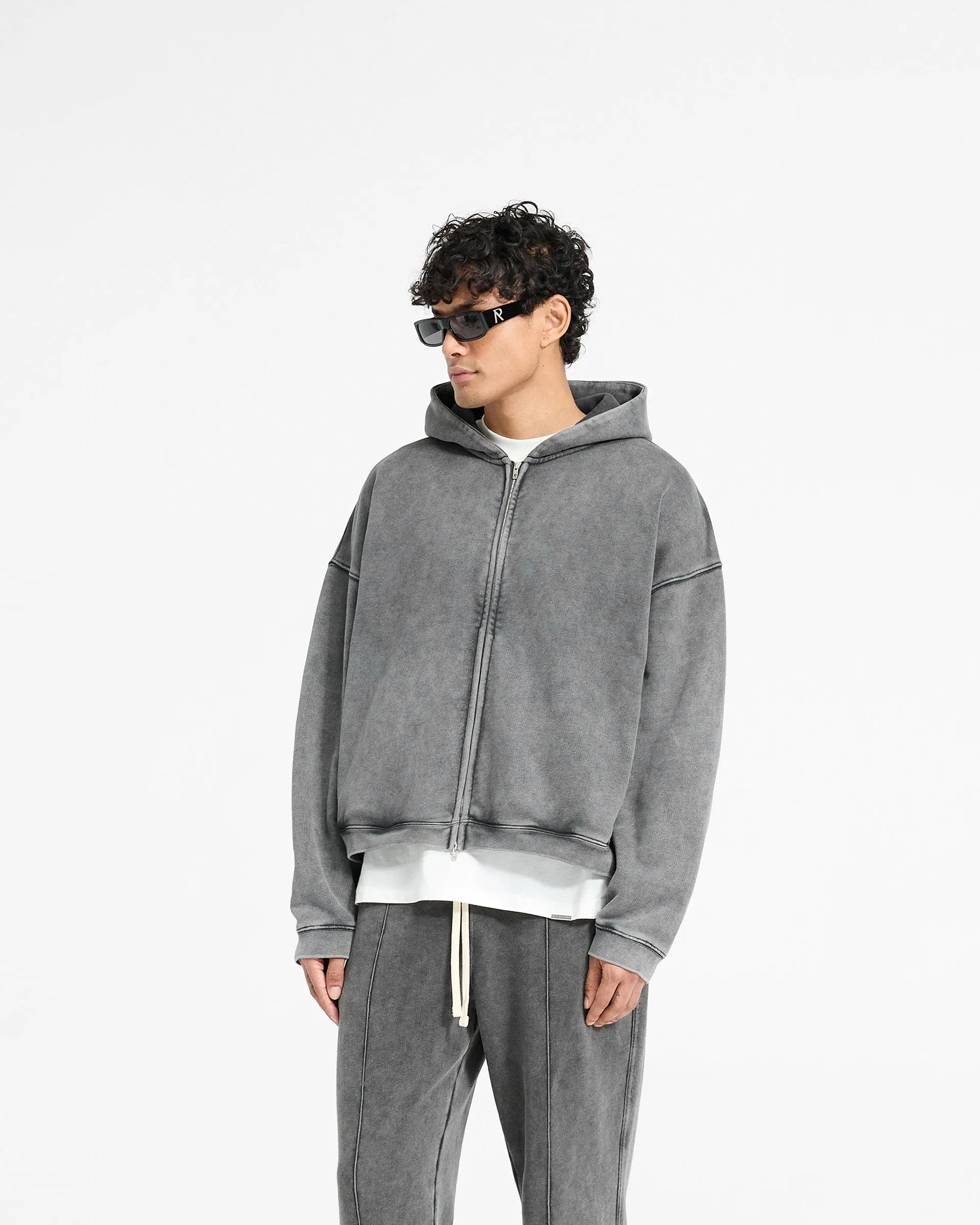 Initial Boxy Zip Through Hoodie - Vintage Grey sold by Represent product image thumbnail 2
