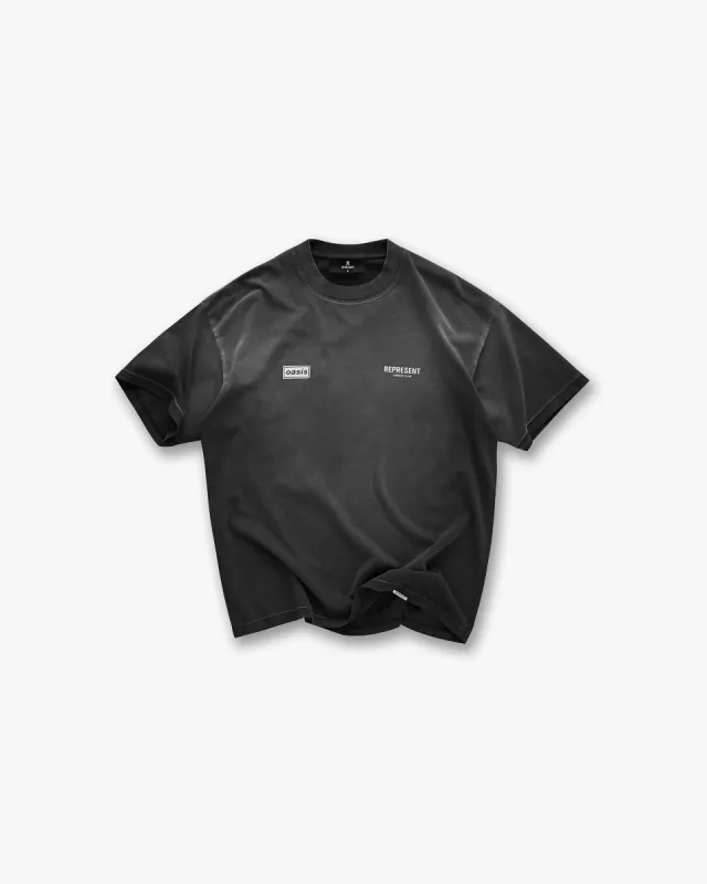 Represent X Oasis Owners Club T-Shirt - Stained Black made by Represent