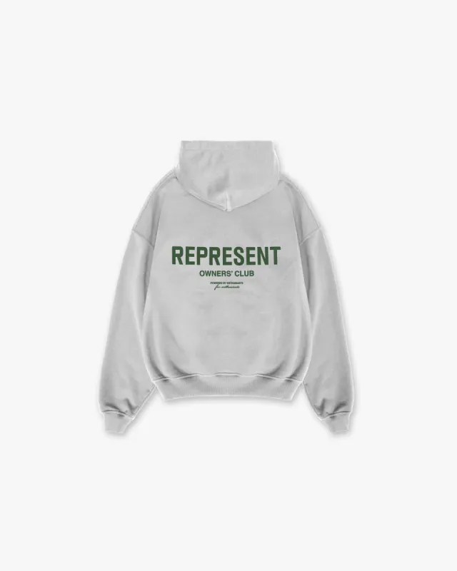 Represent Owners Club Hoodie - Ash Grey/Racing Green sold by Represent