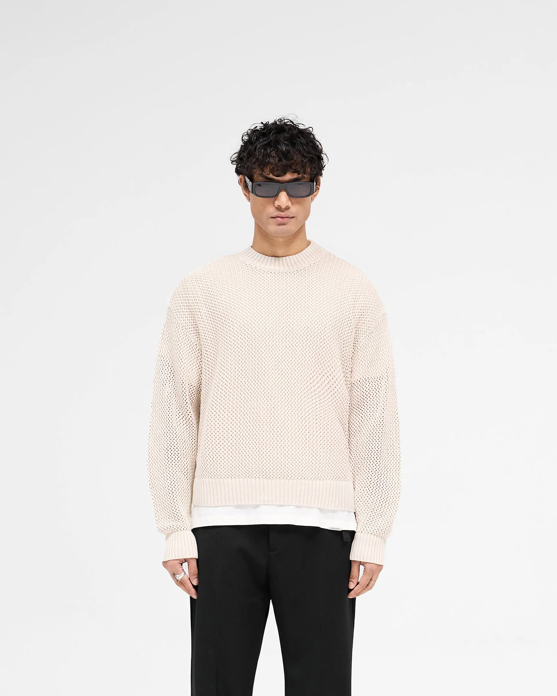 Open Gauge Knit Sweater - Off White sold by Represent product image thumbnail 3