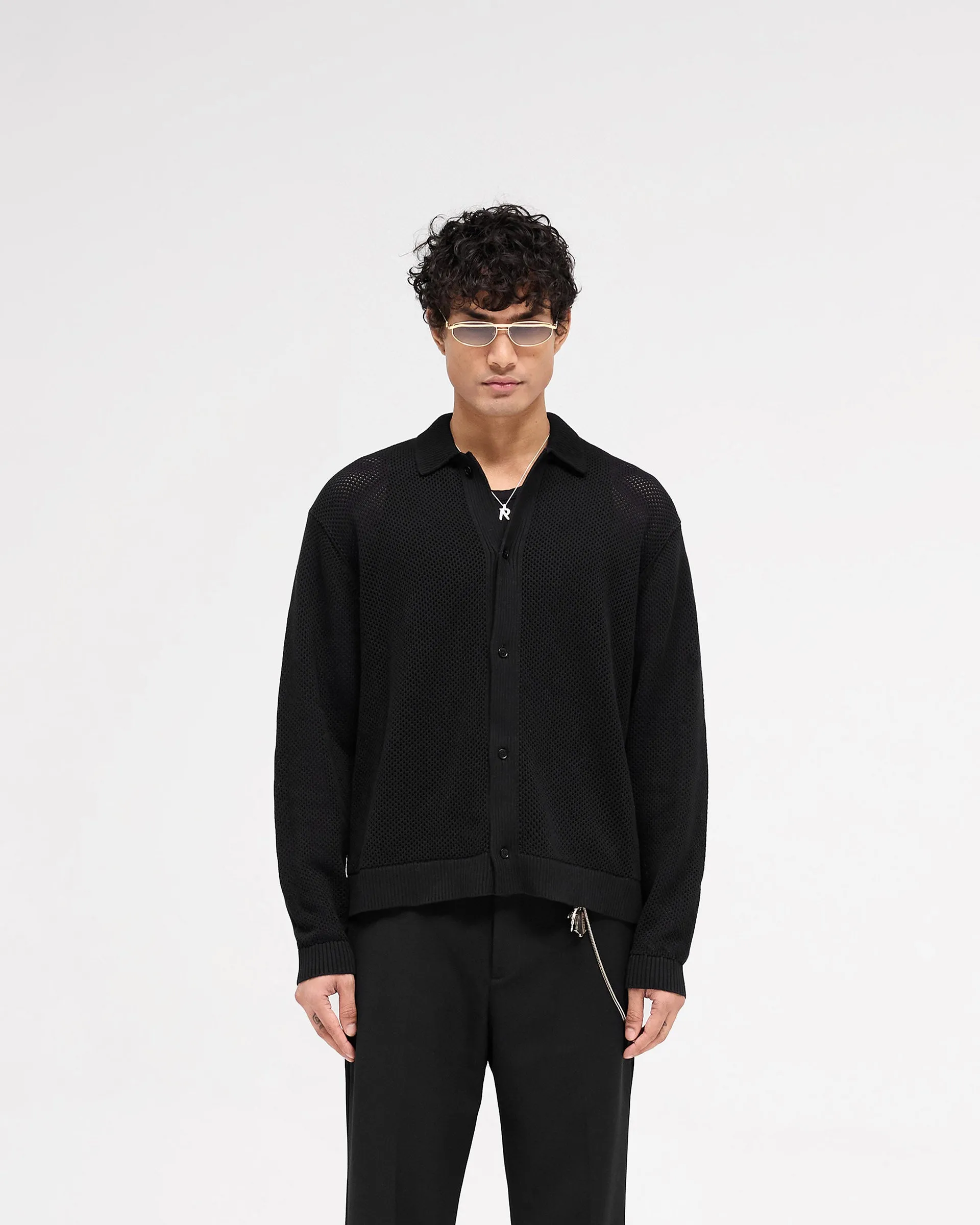 Long Sleeve Mesh Knit Shirt - Jet Black sold by Represent product image thumbnail 3