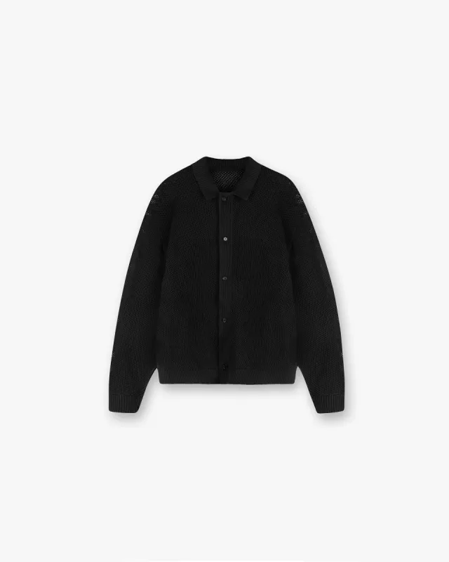 Long Sleeve Mesh Knit Shirt - Jet Black sold by Represent