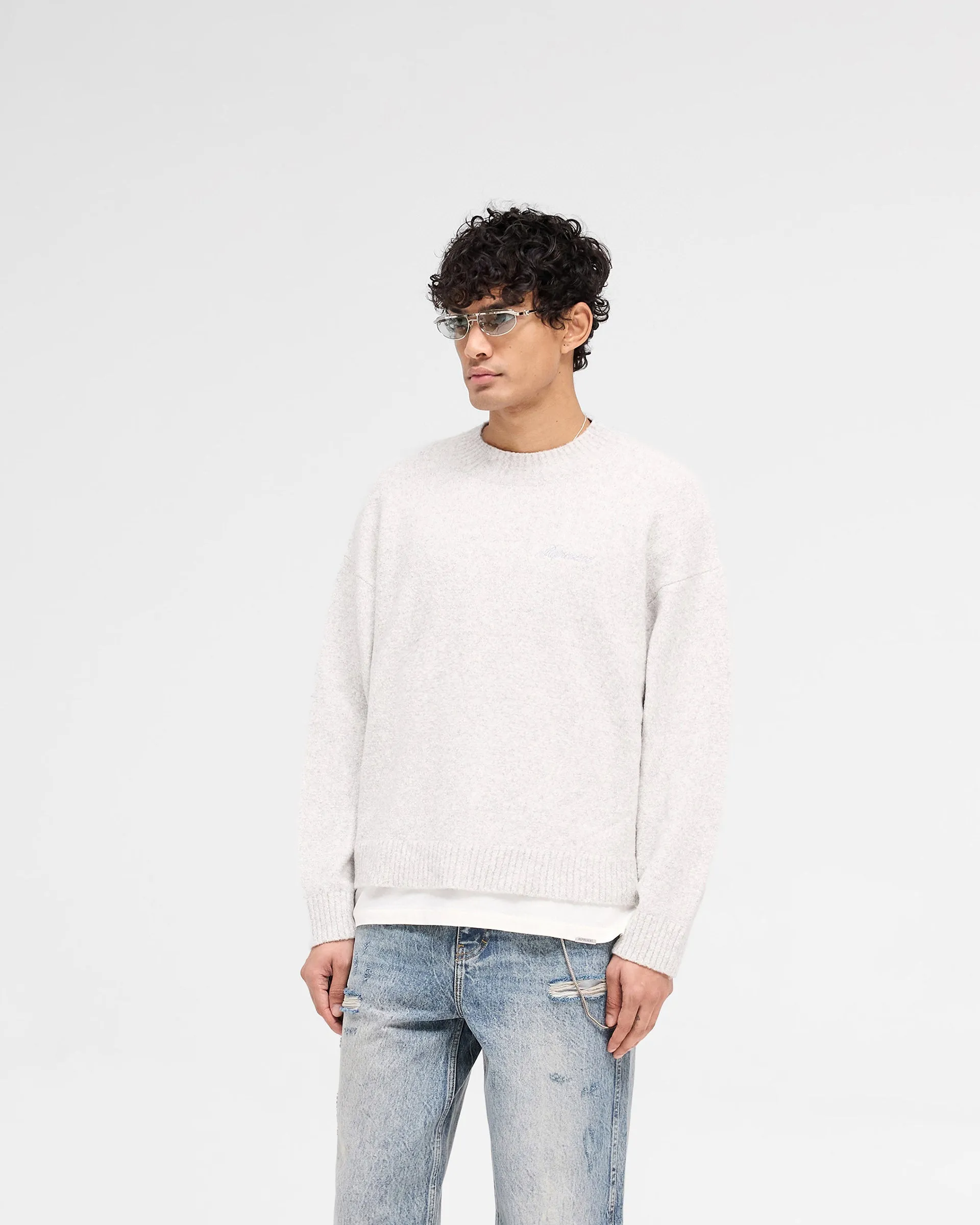 Marled Knit Jumper - Ice Grey Marl sold by Represent product image thumbnail 2