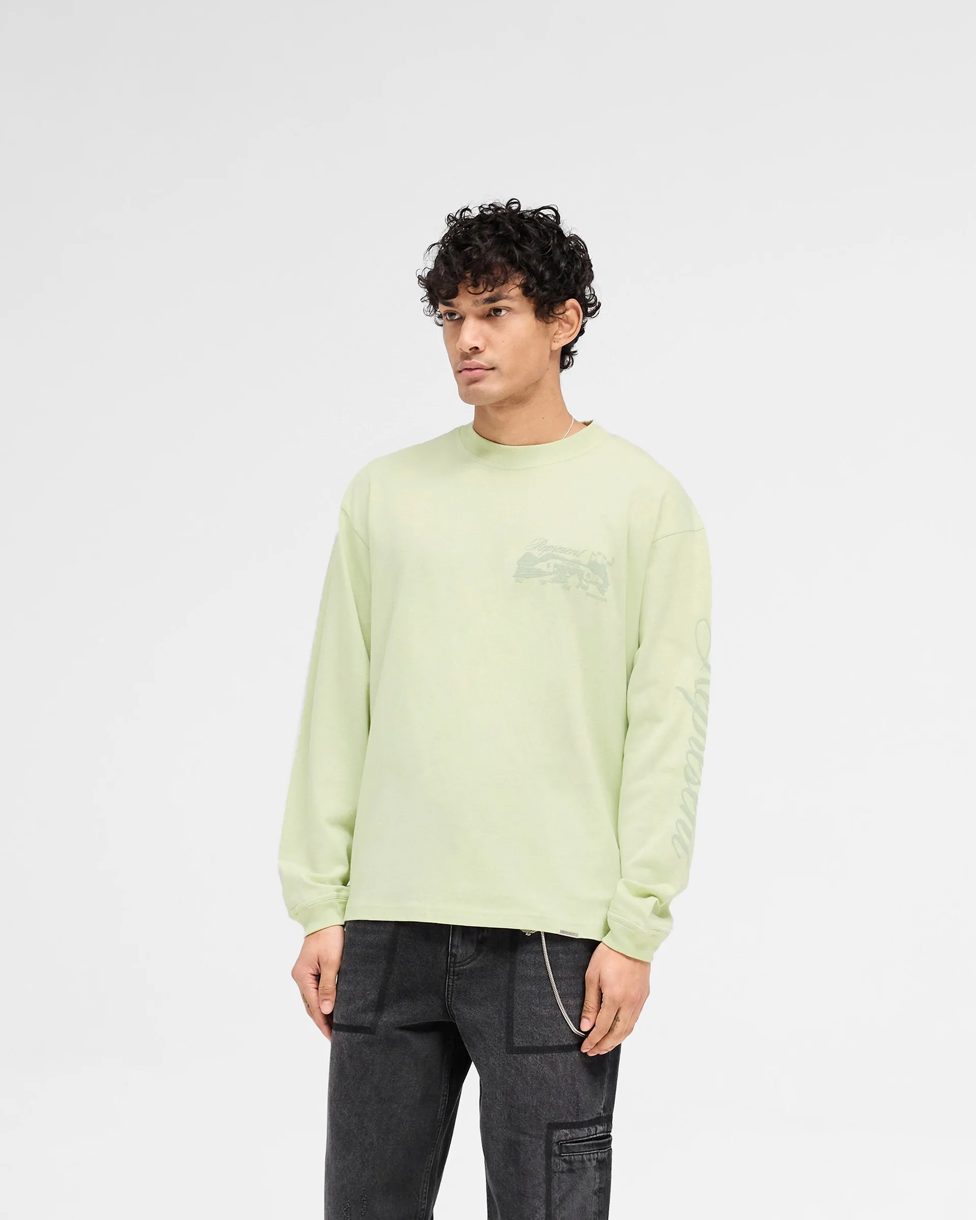 Raceway Long Sleeve T-Shirt - Matcha sold by Represent product image thumbnail 4