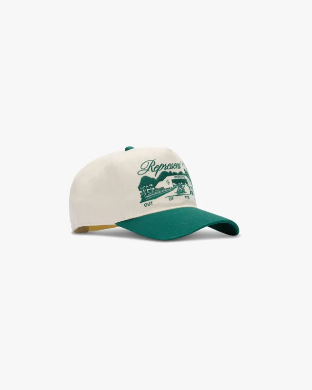 Raceway Cap - Antique White Forest Green made by Represent