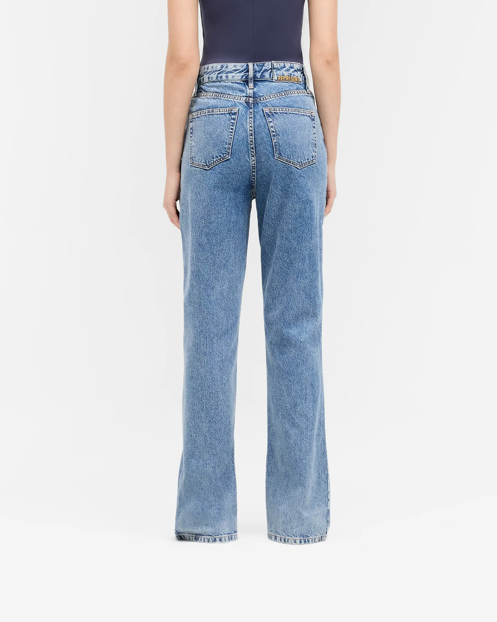 Split Hem Straight Jean - Washed Blue sold by Represent product image thumbnail 4