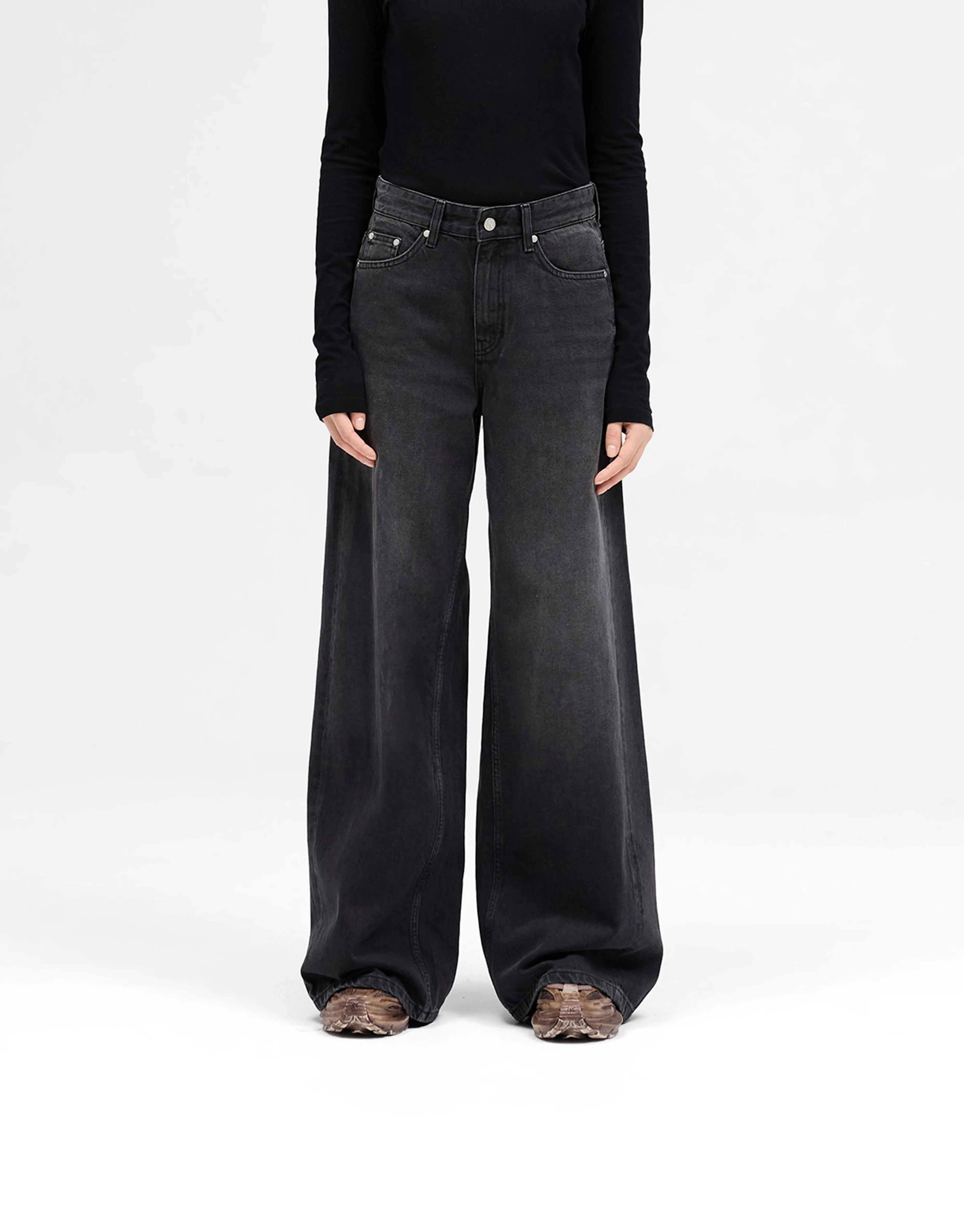 Mid Rise Wide Leg Jean - Washed Black sold by Represent product image thumbnail 3