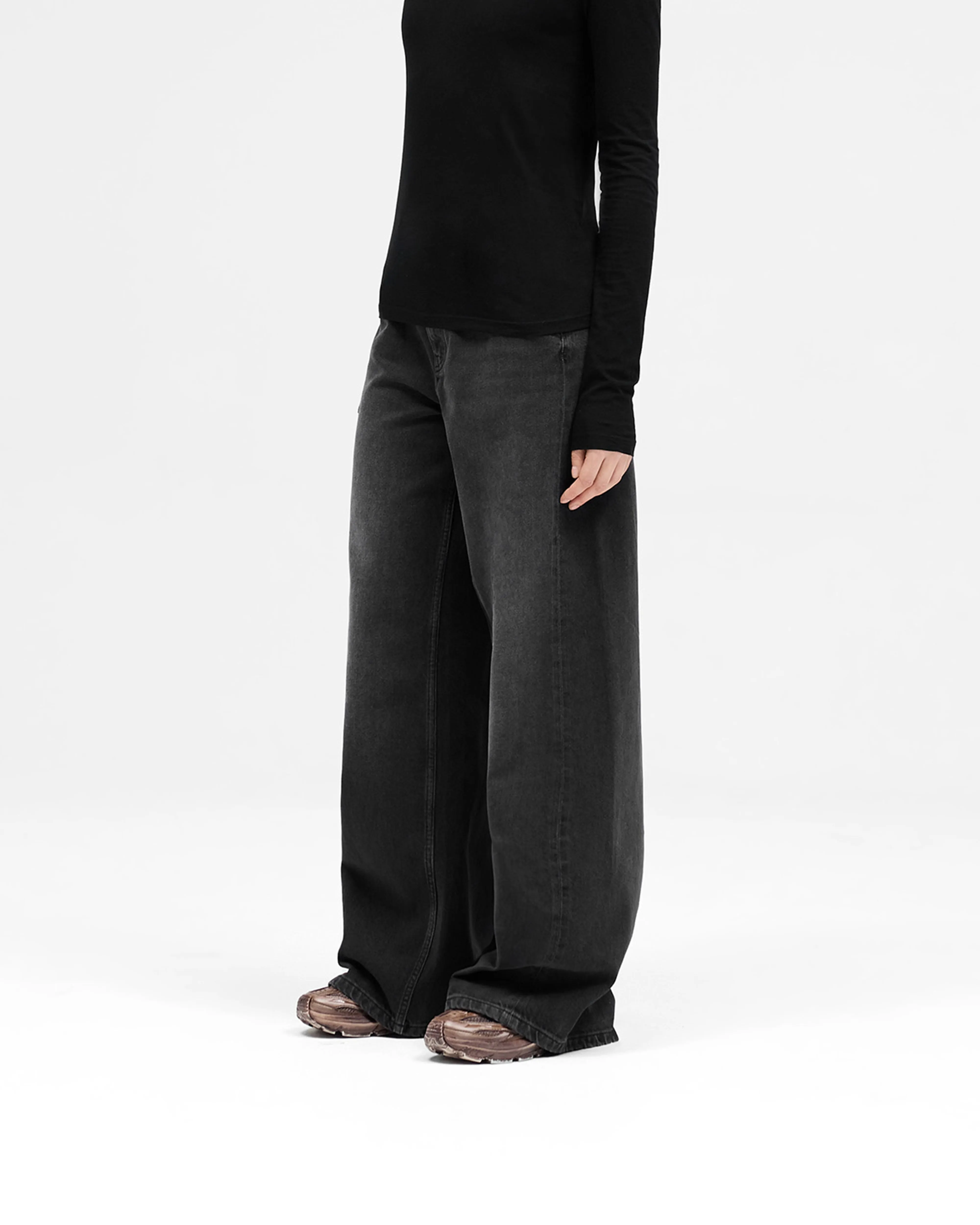 Mid Rise Wide Leg Jean - Washed Black sold by Represent product image thumbnail 2