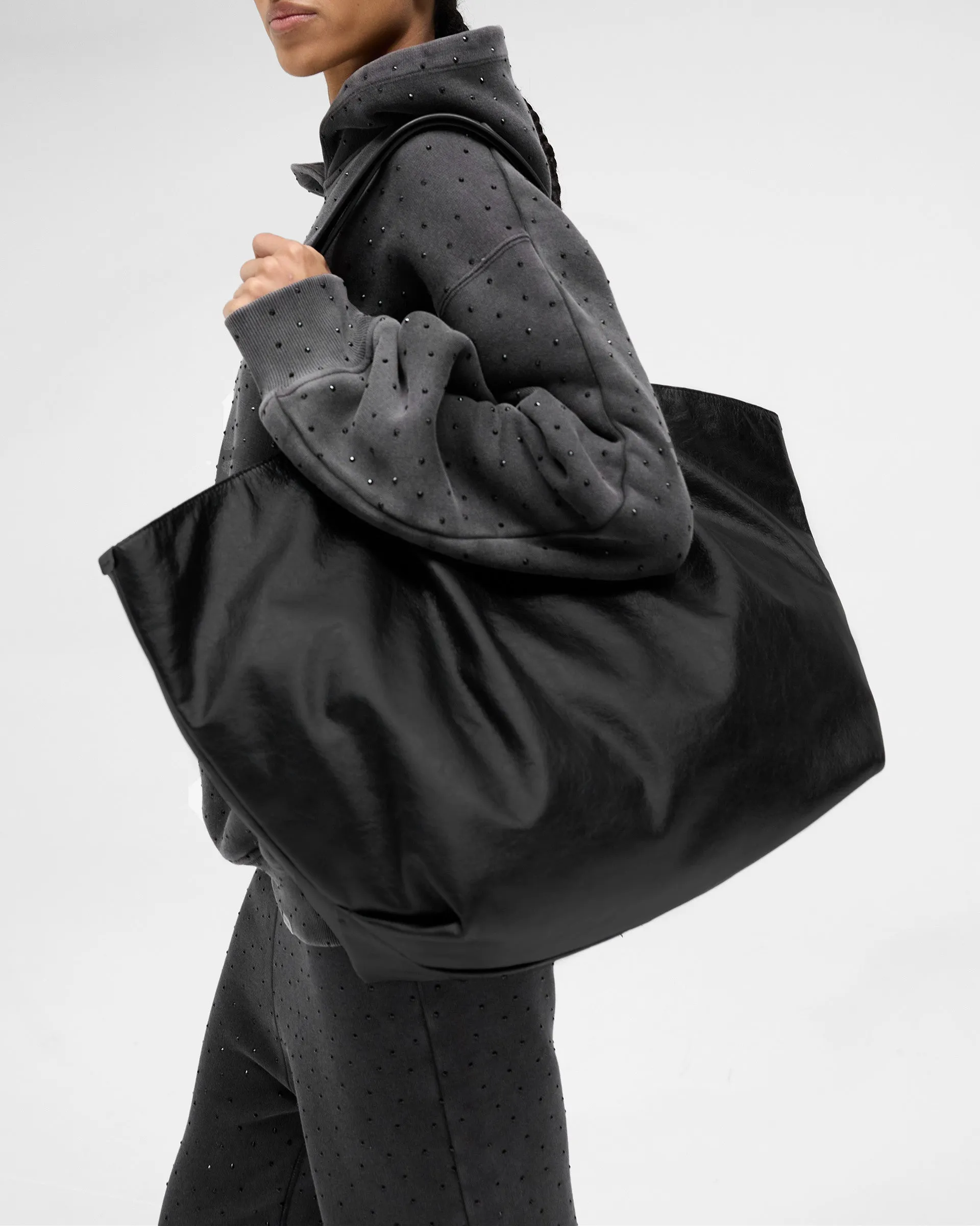 Leather Pleat Large Tote - Jet Black sold by Represent product image thumbnail 2