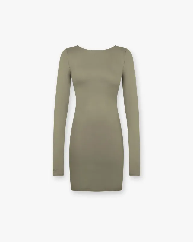 Owners Club Long Sleeve Fitted Dress - Safari sold by Represent