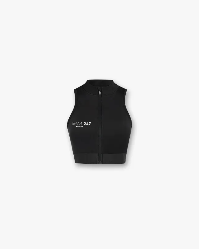247 Zip Front Performance Crop - Black sold by Represent